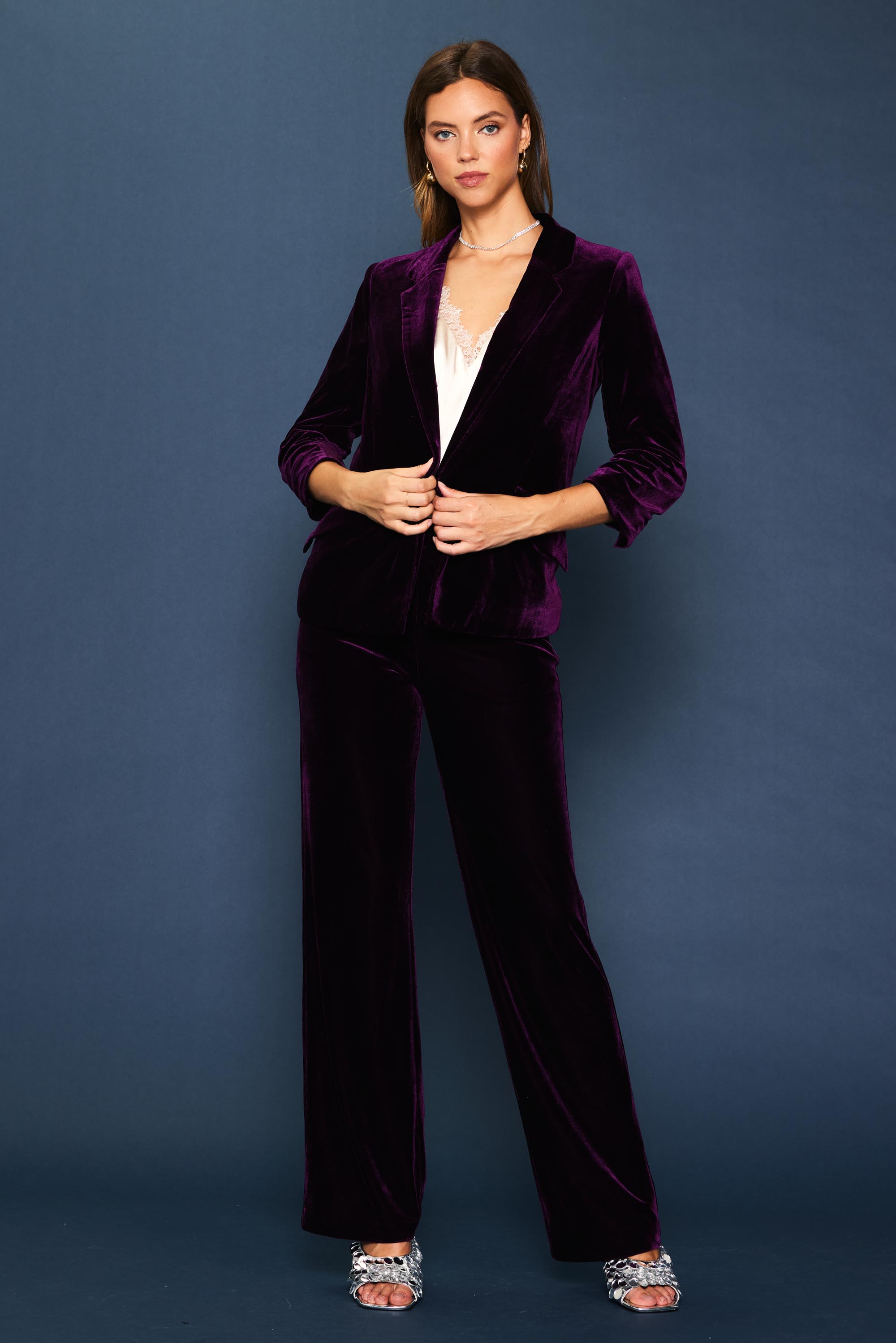 Purple velvet clearance blazer womens