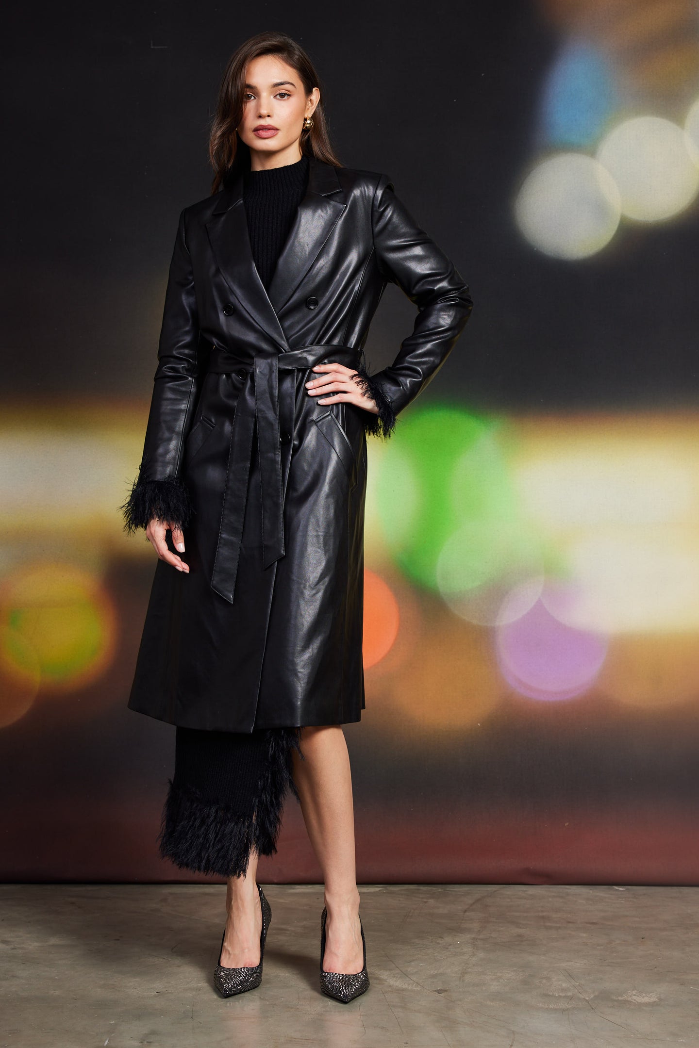 Vegan Leather Trench Coat