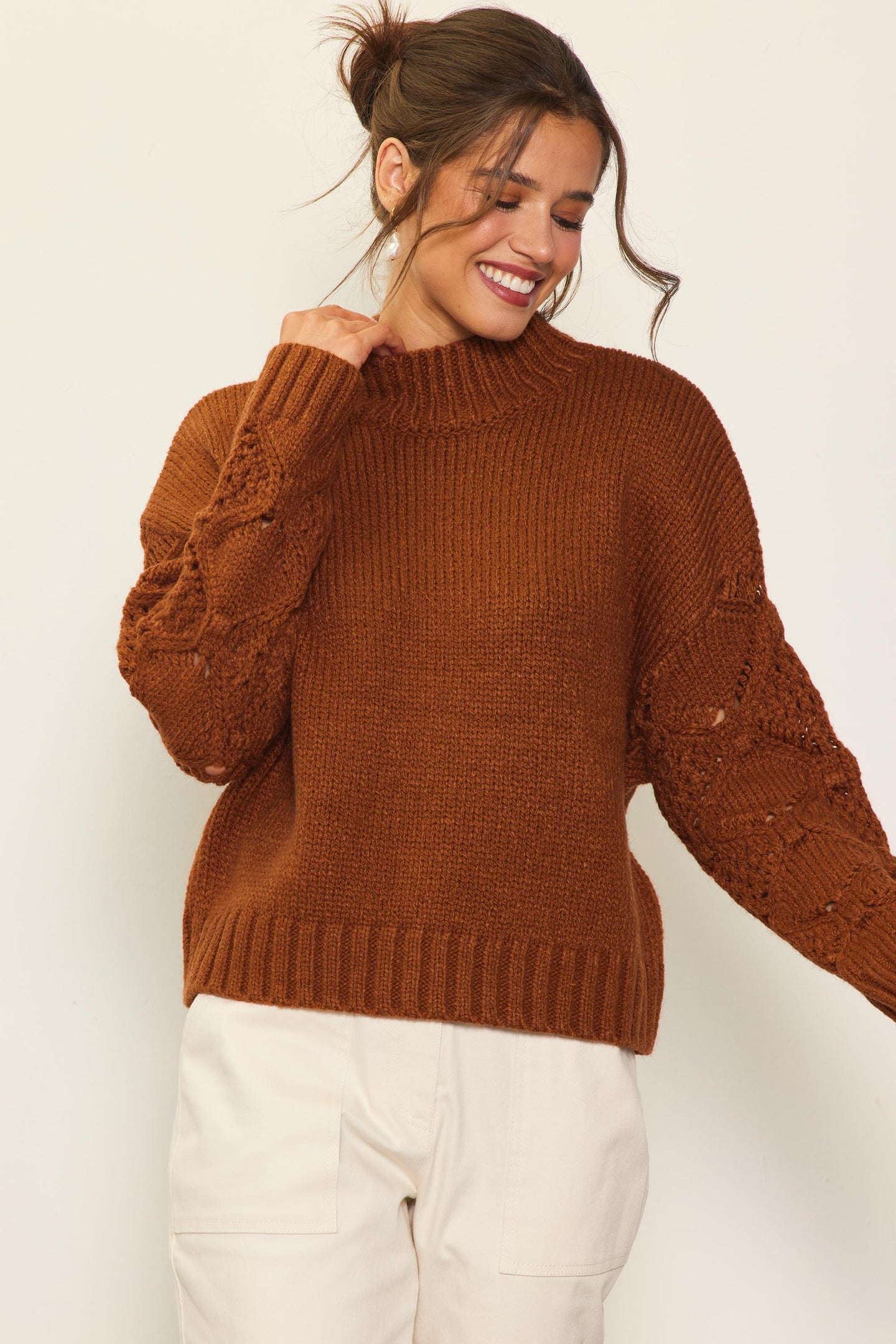 Ribbed Mock Neck Sweater – SKIES ARE BLUE