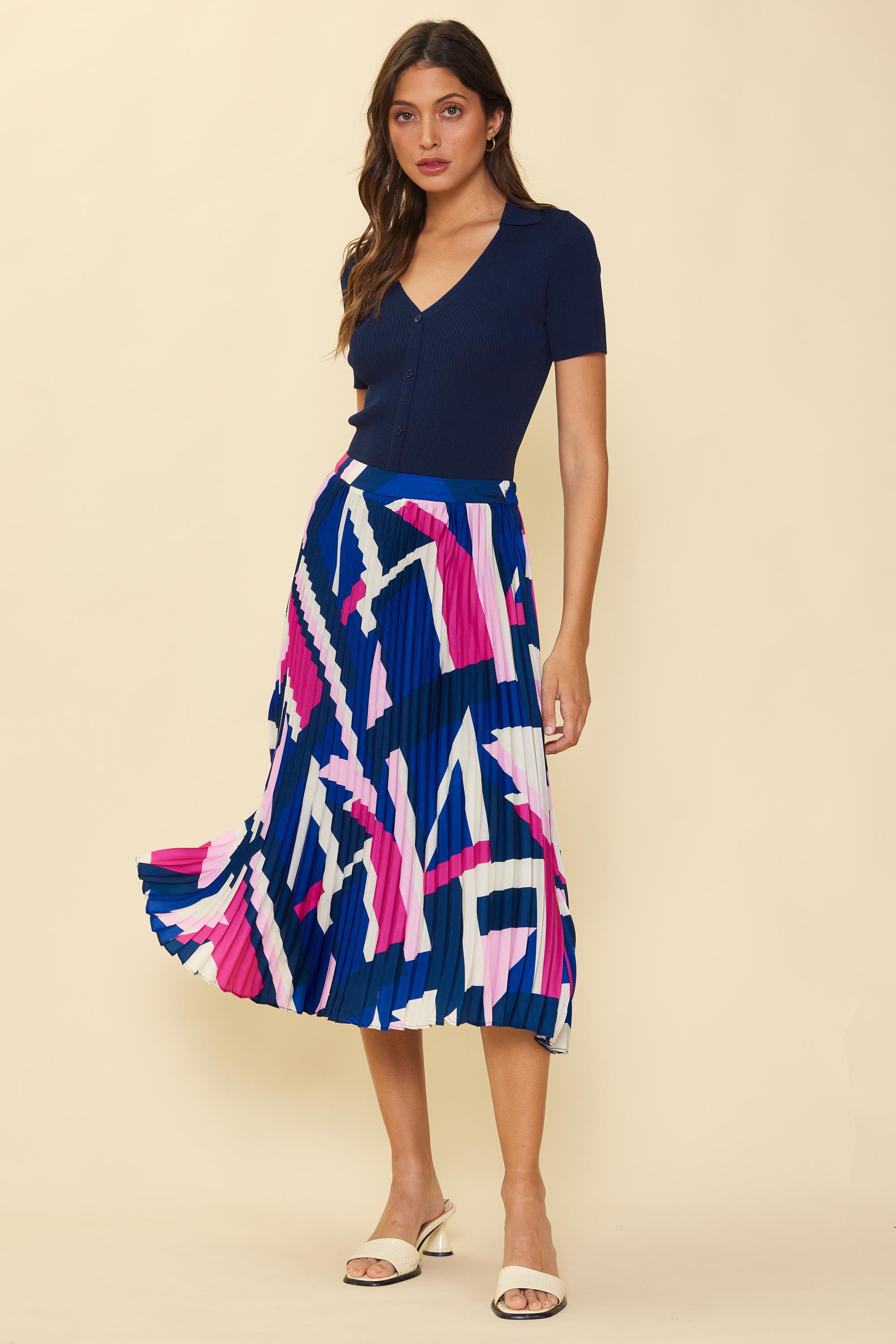 Blue pleated hotsell skirt pink