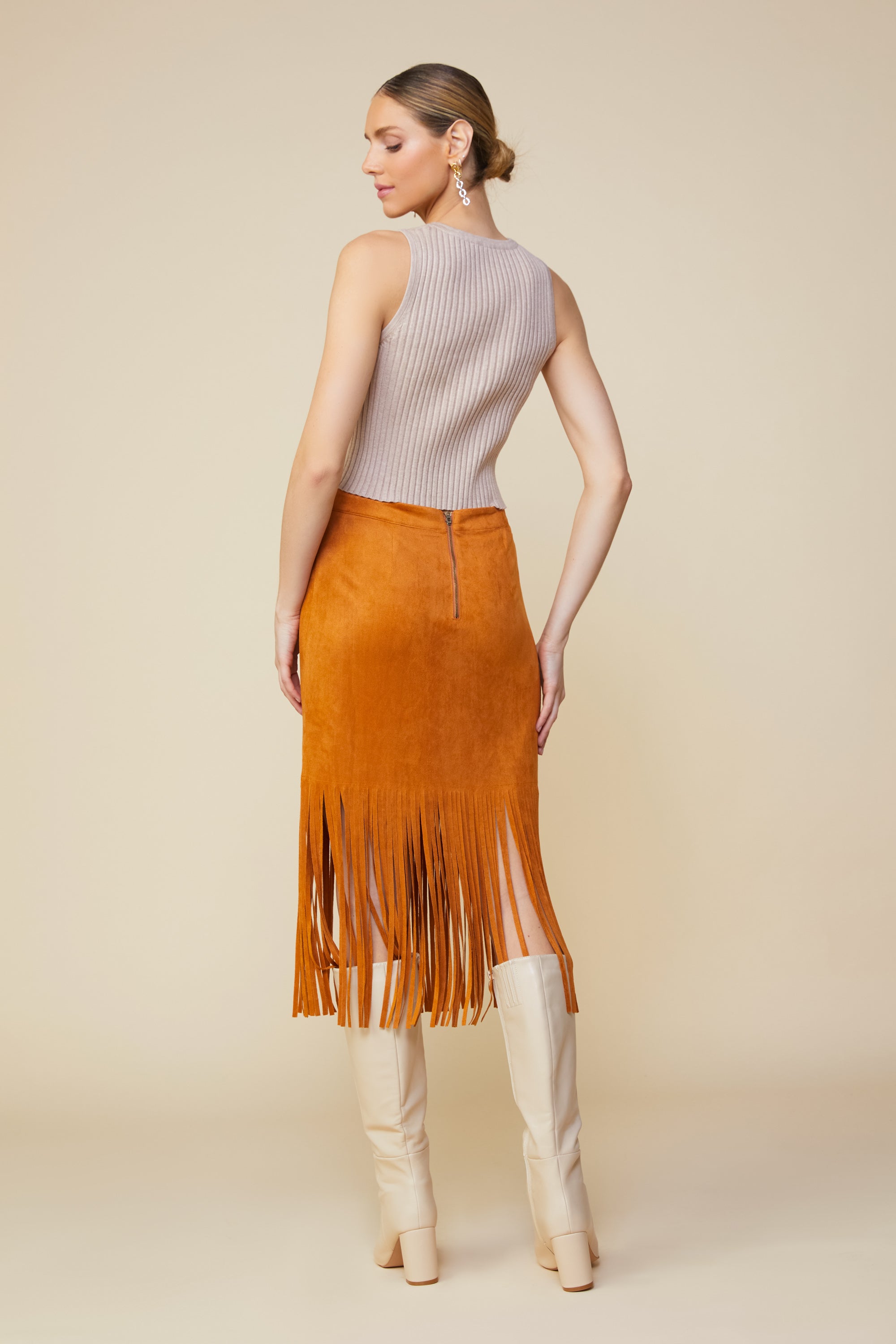 Faux leather deals fringe skirt