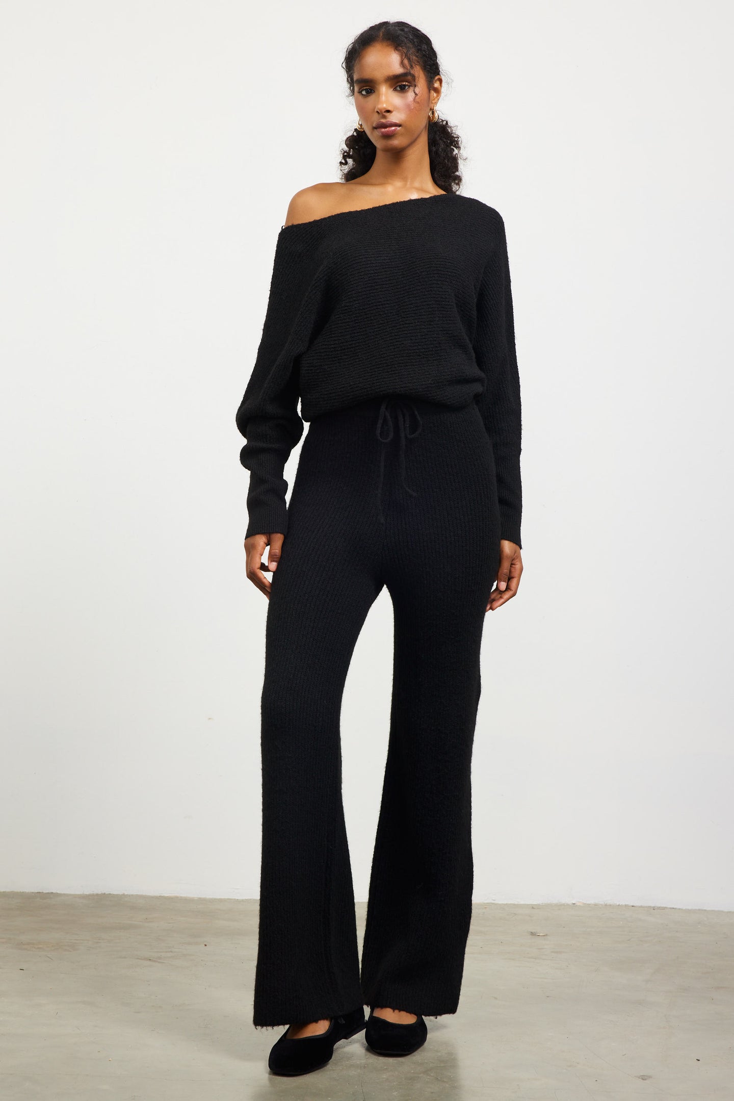 Ribbed Knit Wide Leg Pants