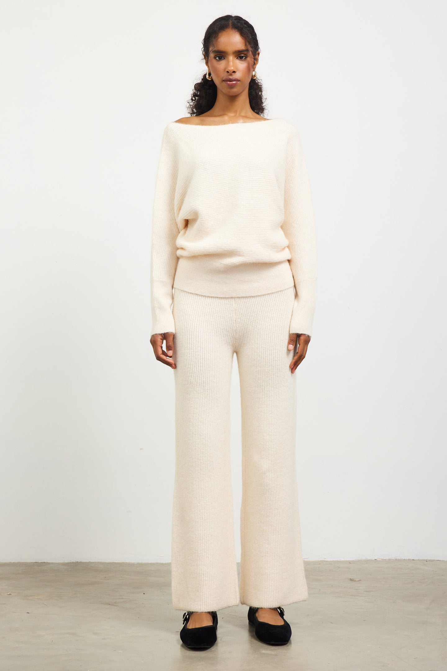 Ribbed Knit Wide Leg Pants