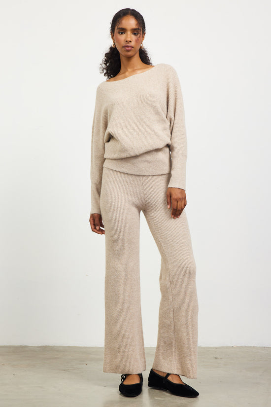 Ribbed Knit Wide Leg Pants