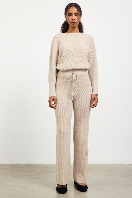 Ribbed Knit Wide Leg Pants