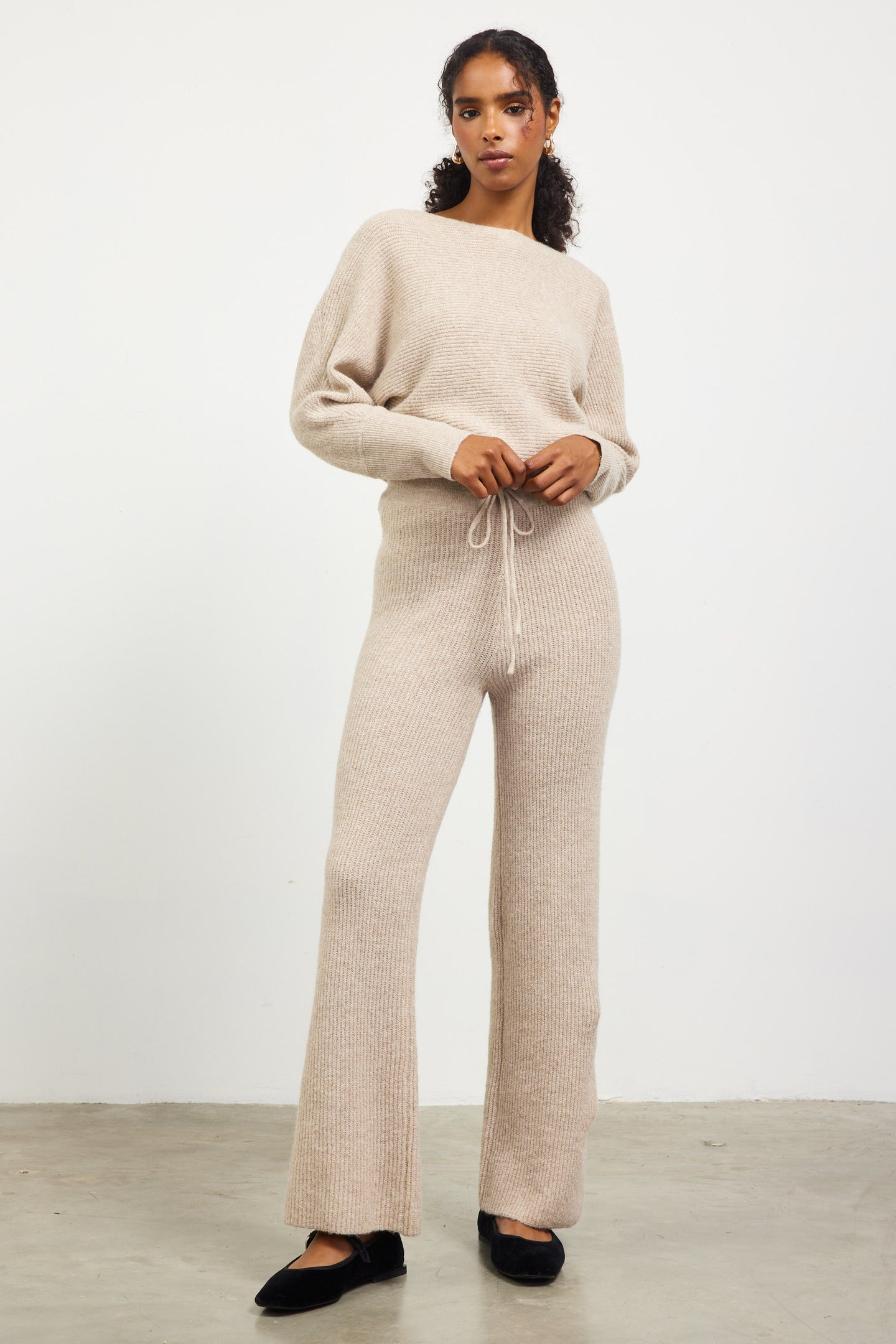 Ribbed Knit Wide Leg Pants