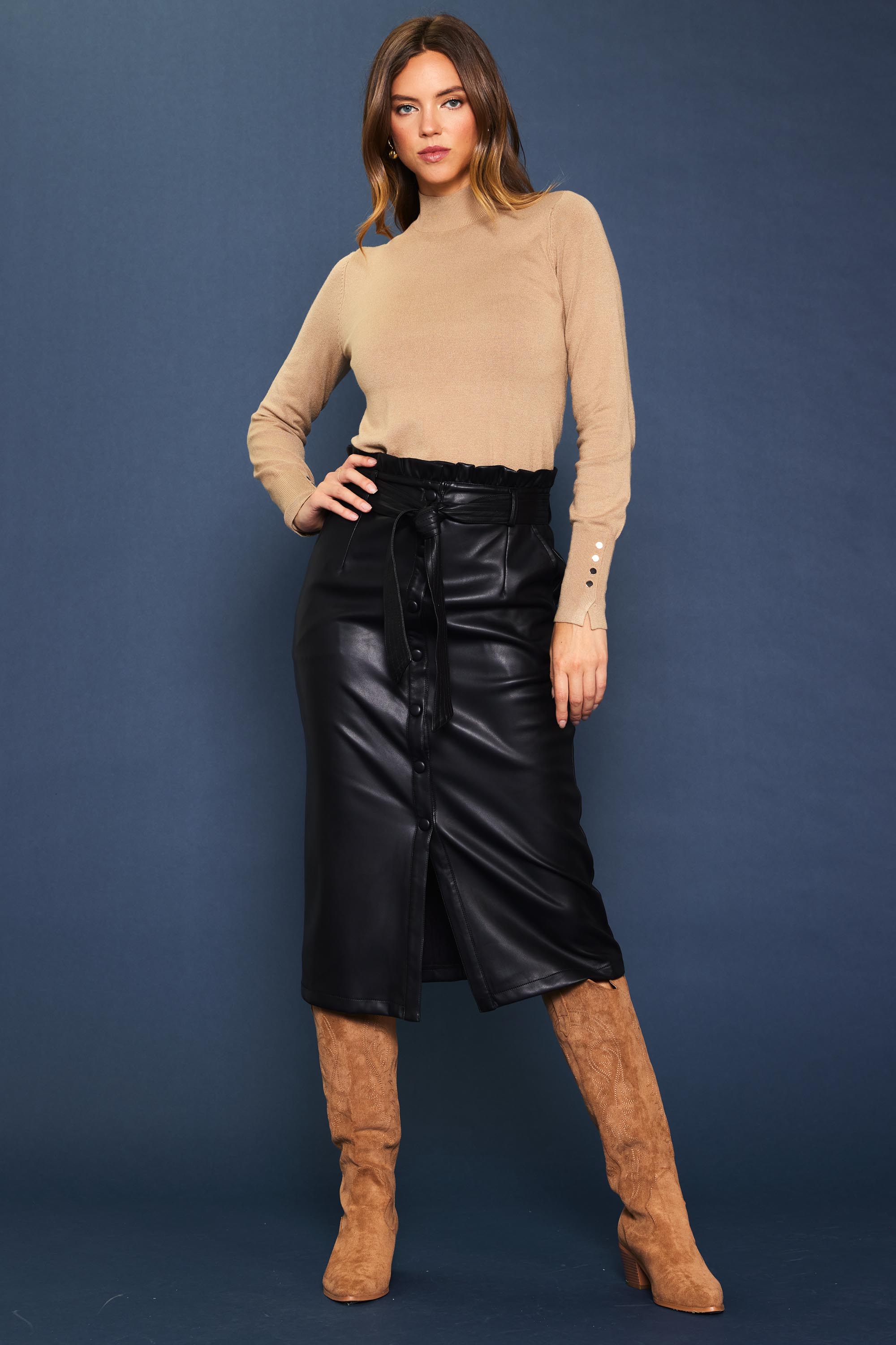 Vegan leather 2024 midi skirt