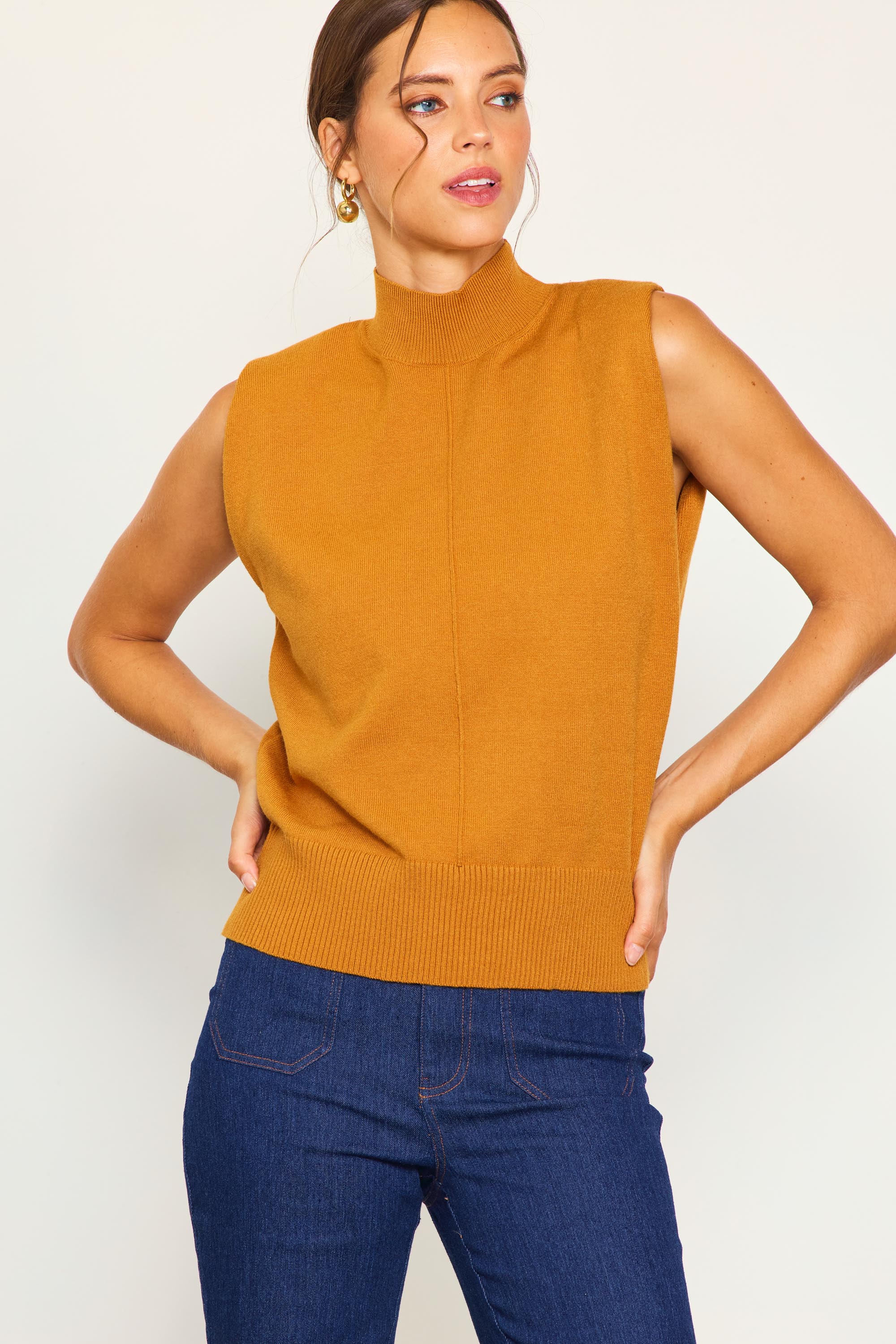 Mustard mock 2024 neck top