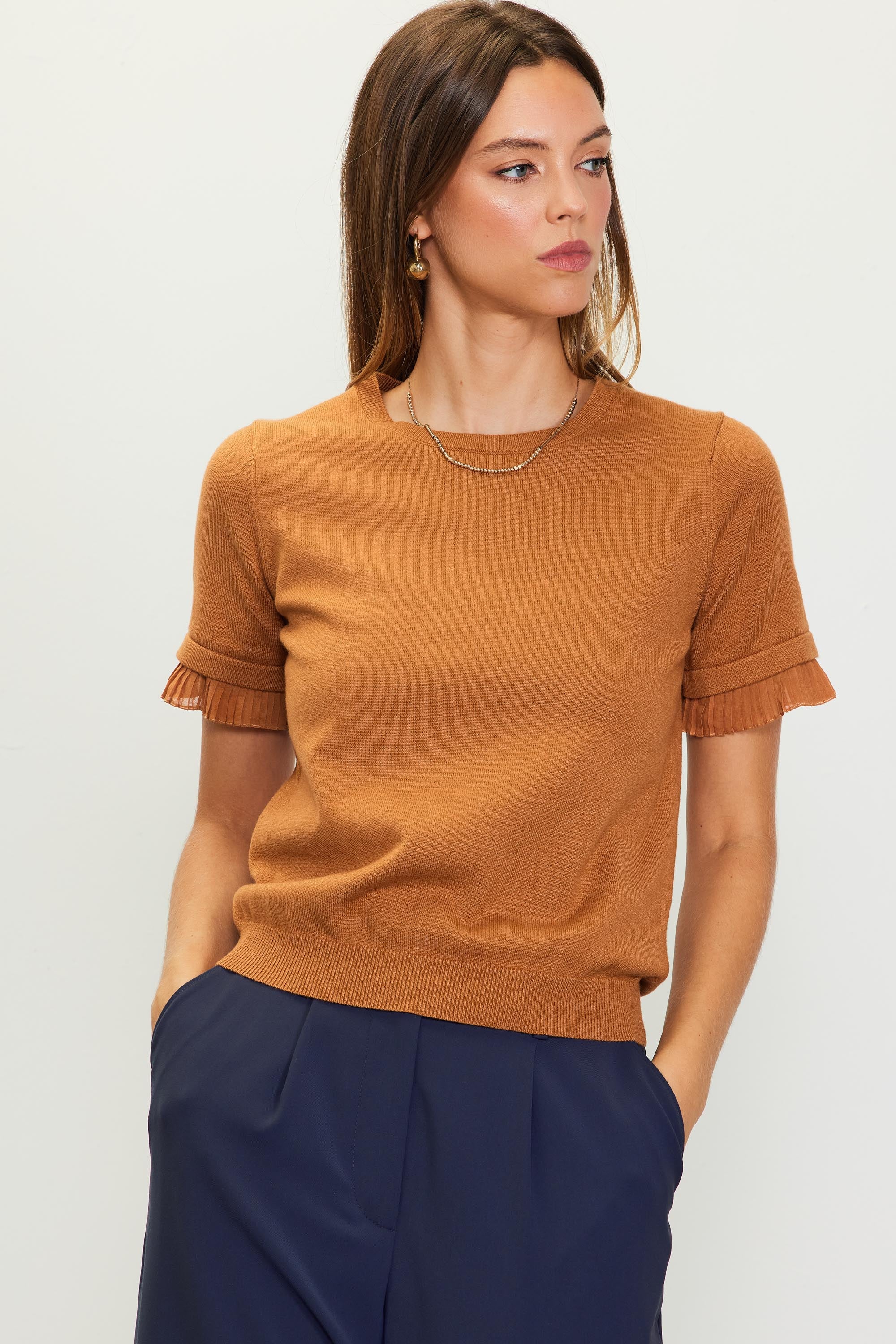 Camel short sleeve on sale sweater