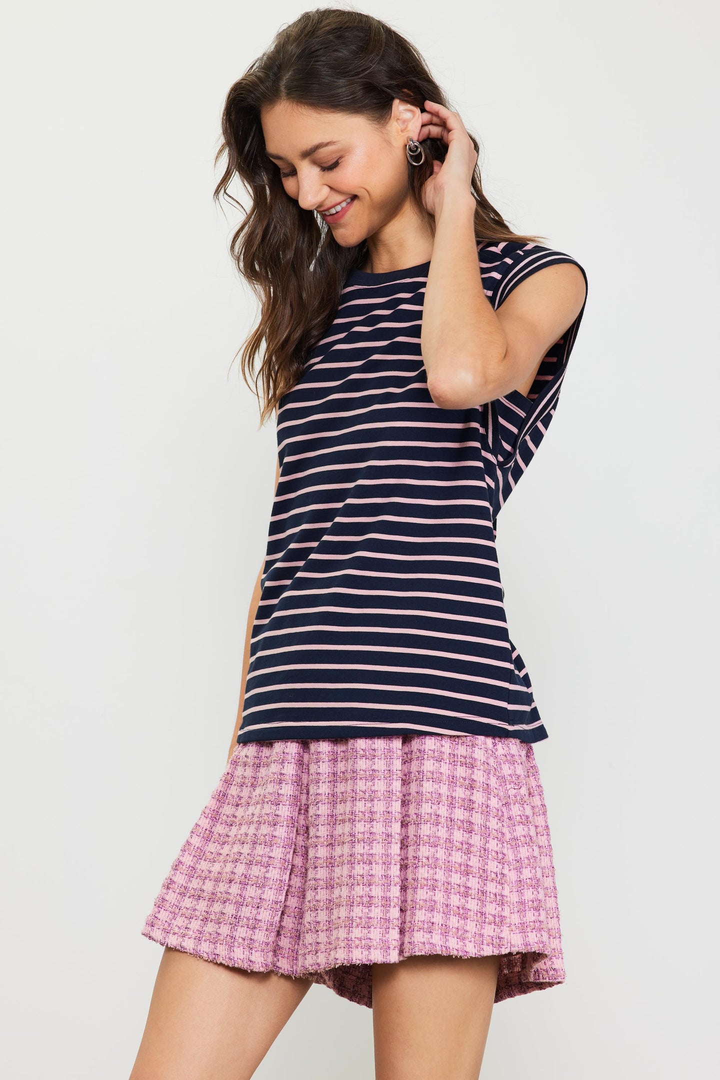 Striped Sleeveless Rib Top