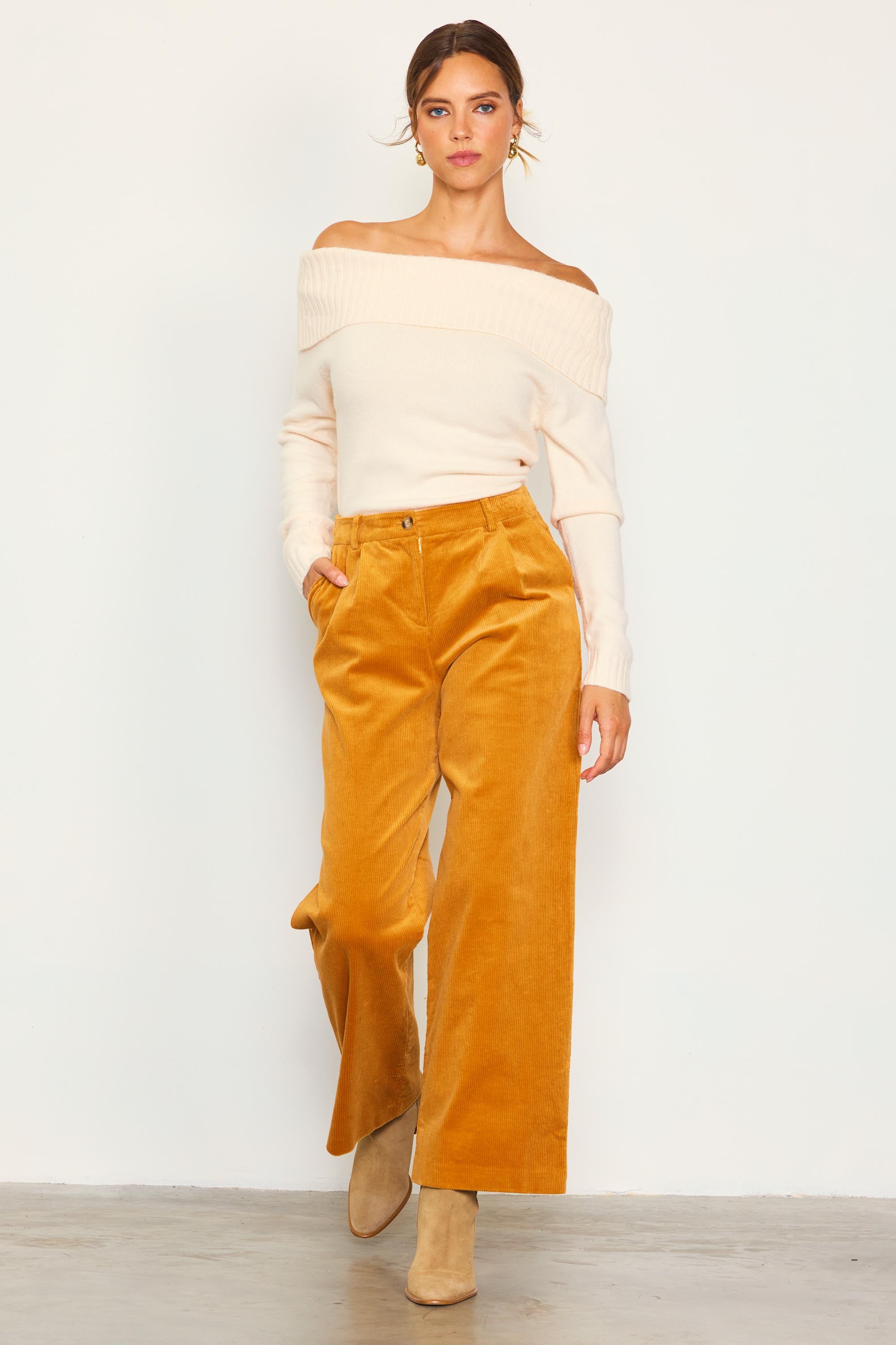 Made by Johnny Women's Pleated Wide Leg Palazzo Pants with Drawstring  ONESIZE MUSTARD - Walmart.com