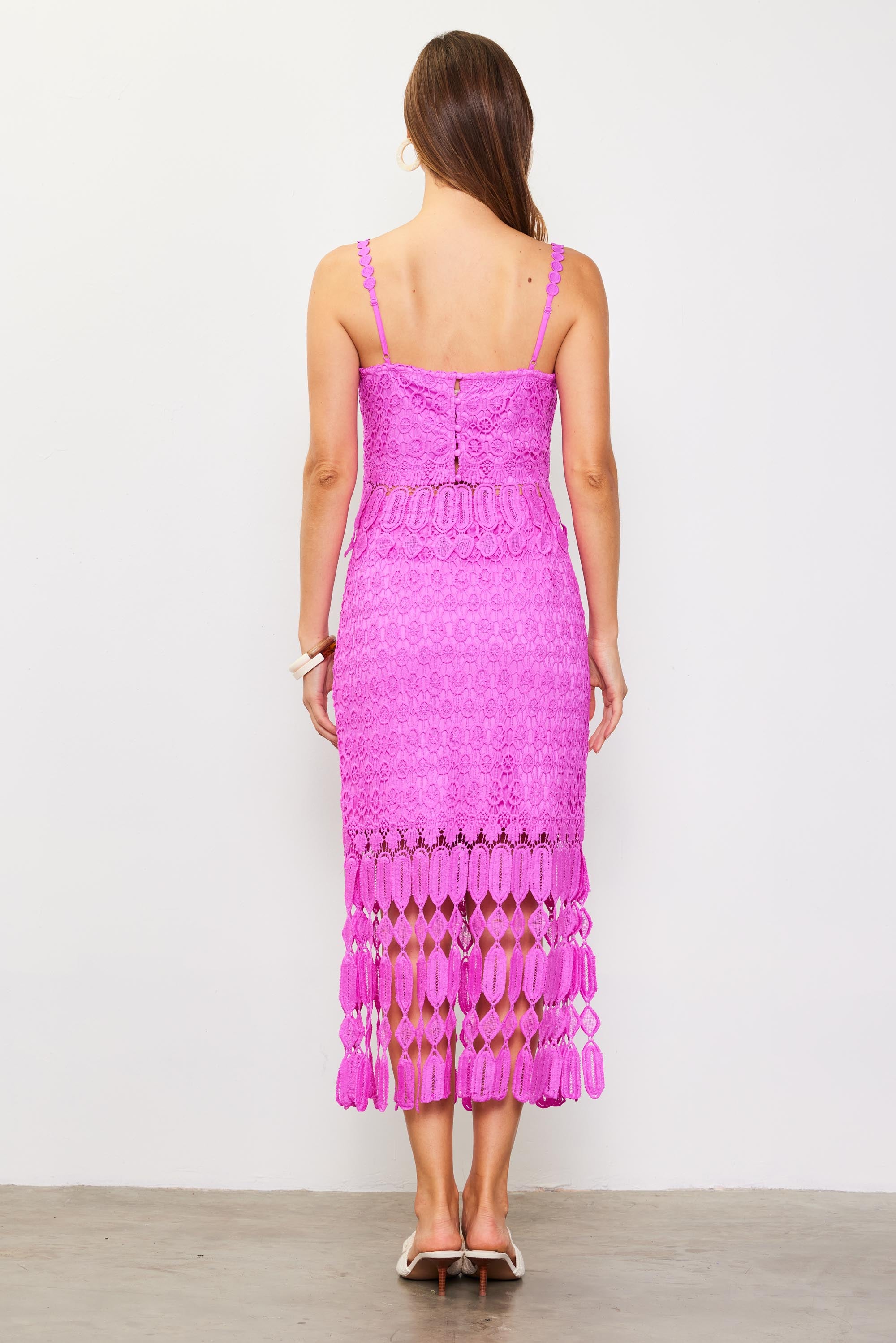 Pink crochet midi skirt hotsell