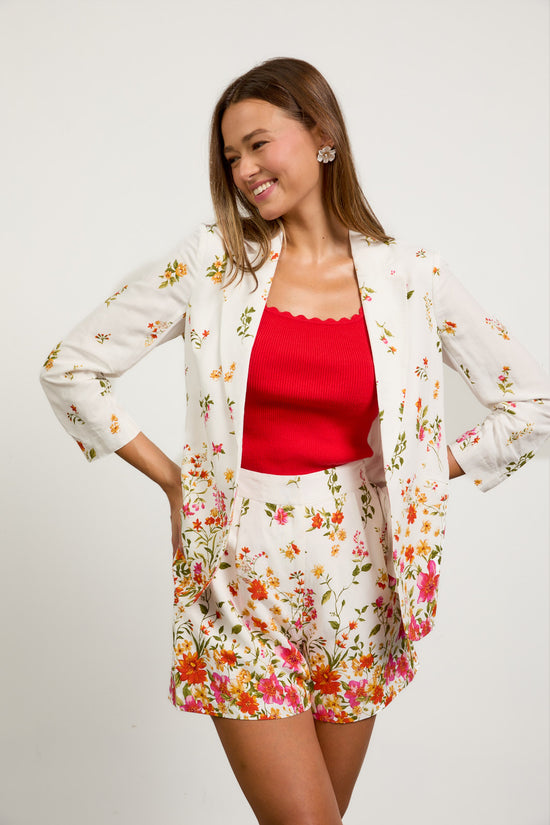 Floral Motif Print Blazer