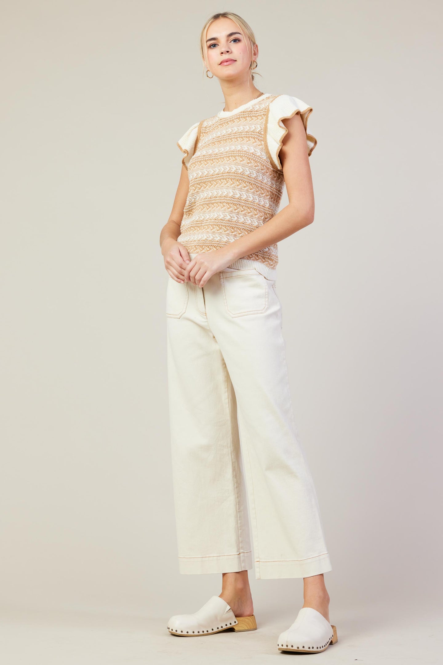 Cotton Twill Crop Pants