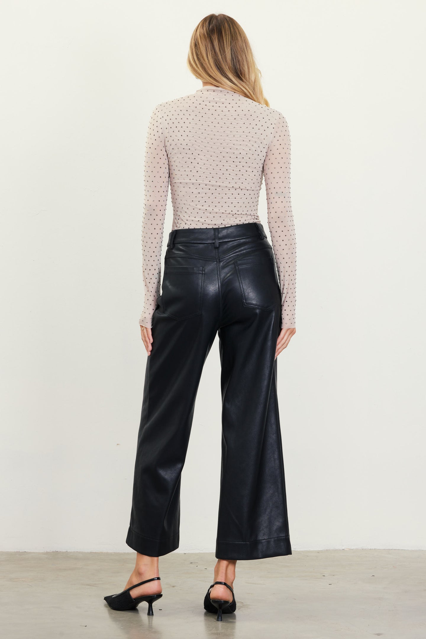 Faux Leather Wide Leg Pants