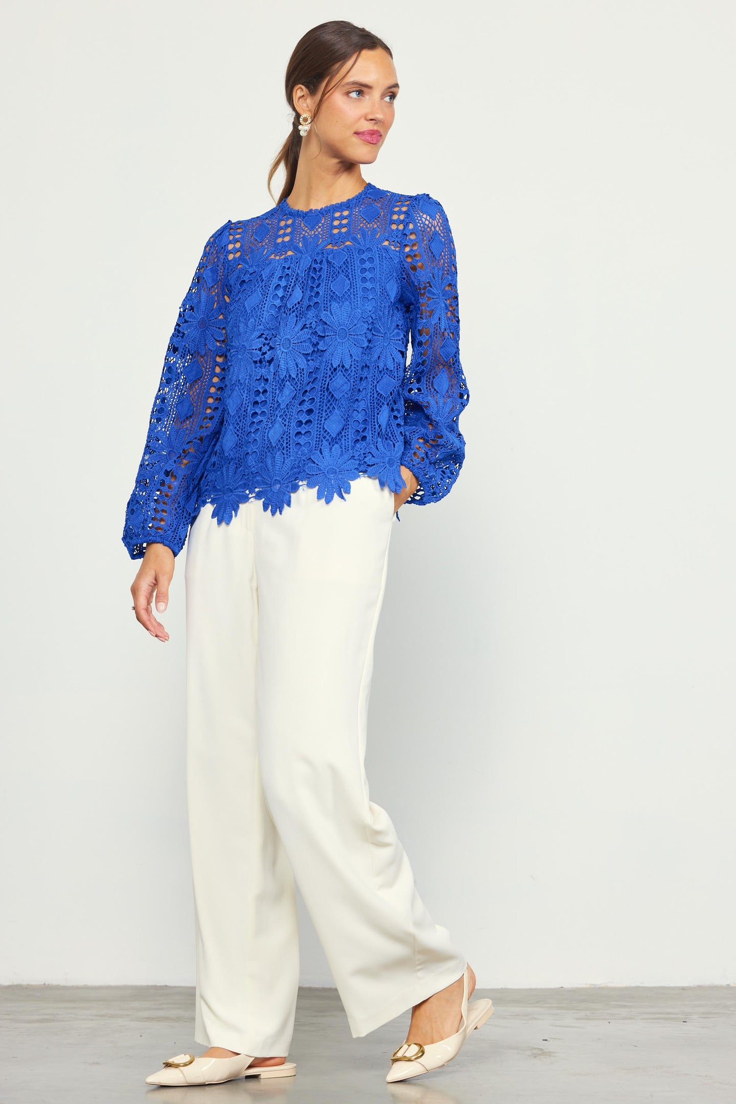 Eyelet Lace Longsleeve Blouse