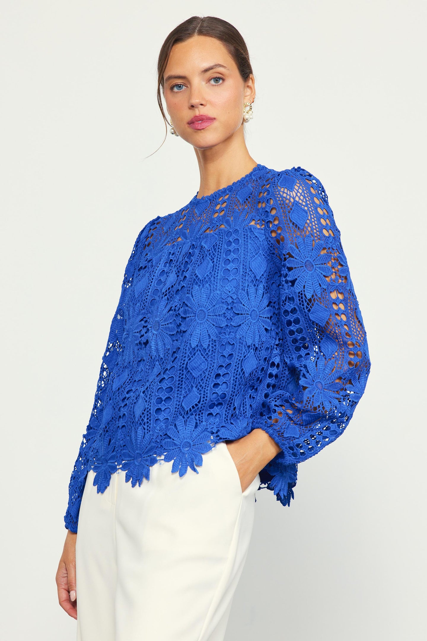 Eyelet Lace Longsleeve Blouse