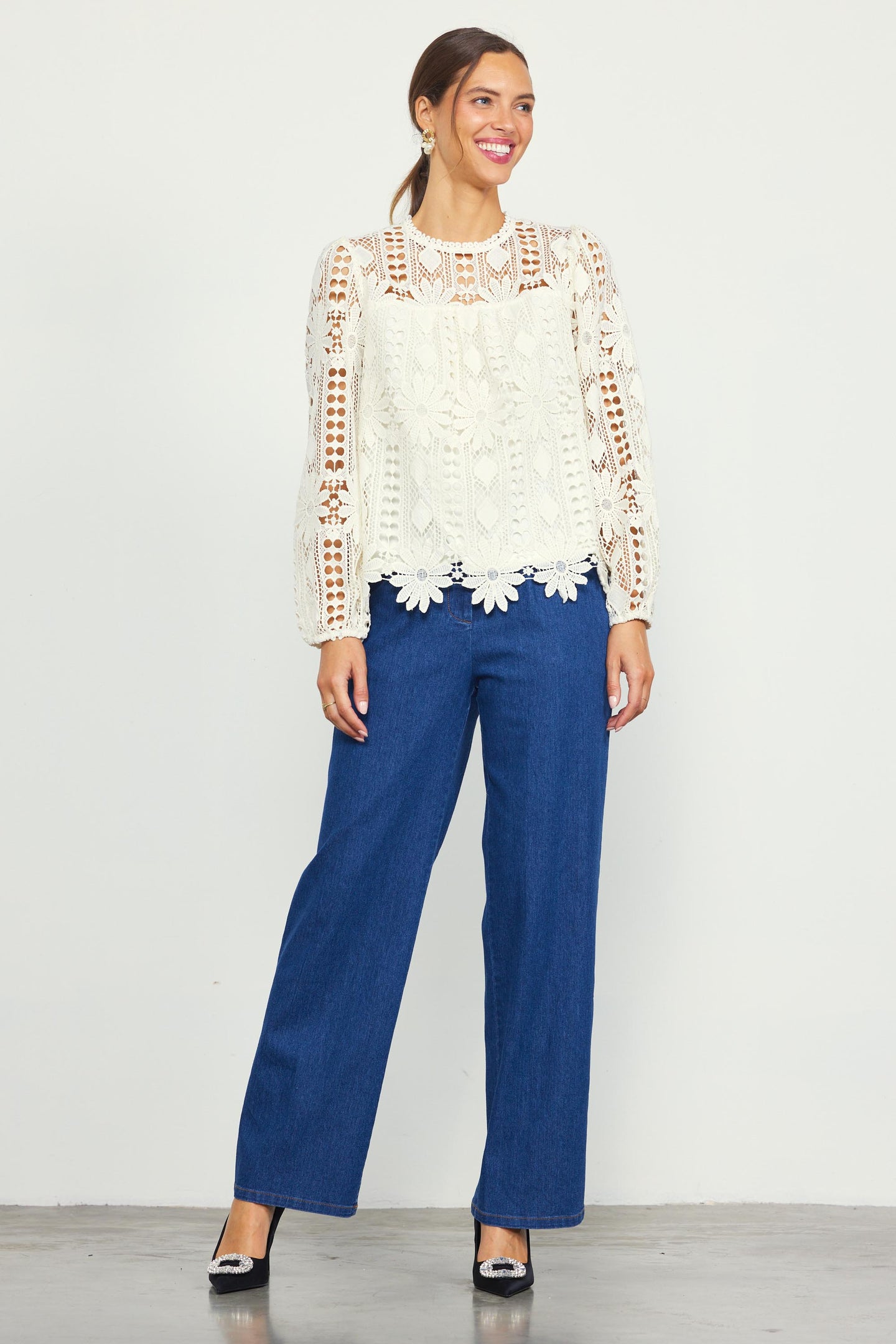 Eyelet Lace Longsleeve Blouse