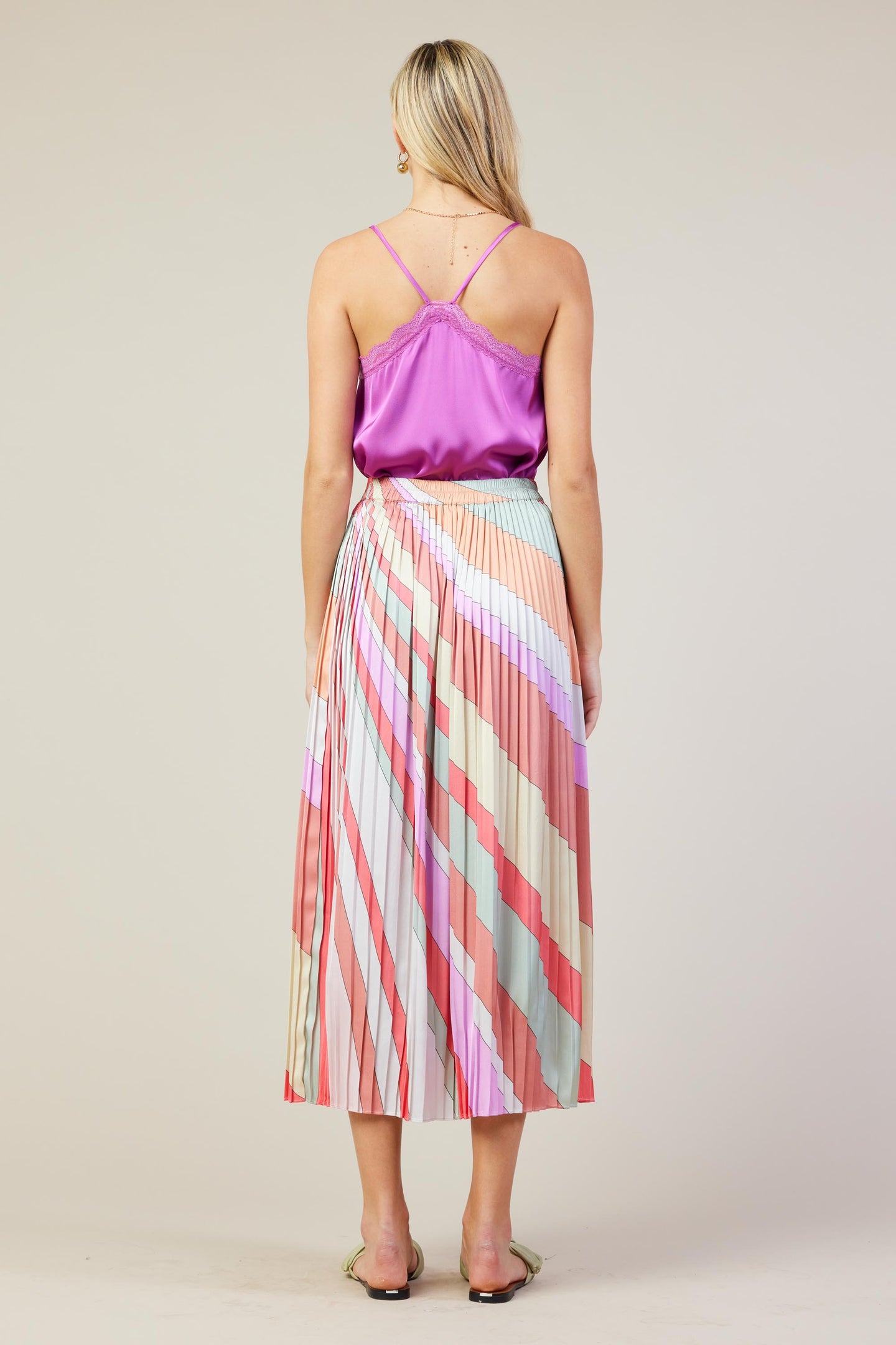 Carmine Print Pleated Midi Skirt