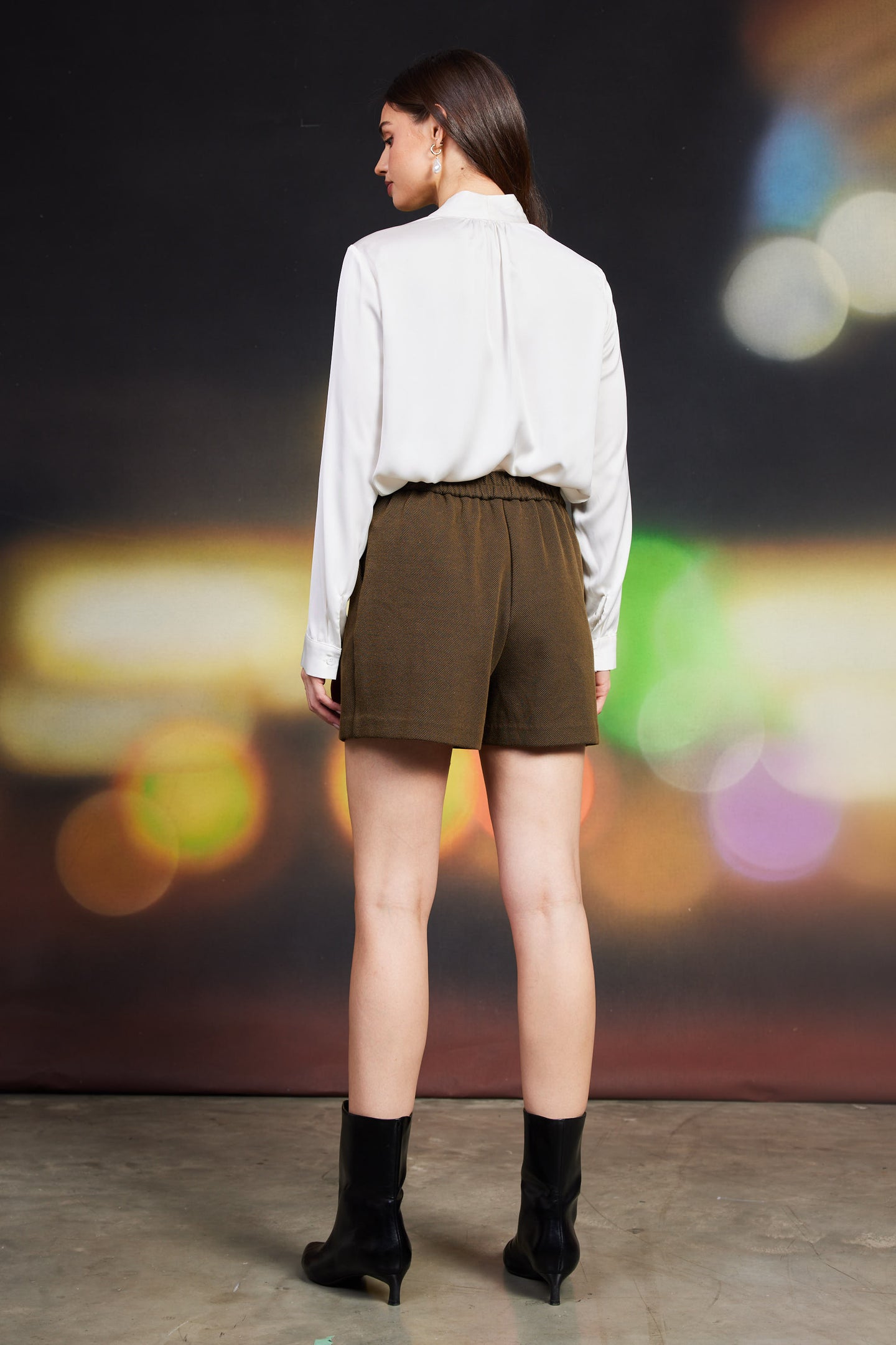 High-Rise Pleated Knit Shorts