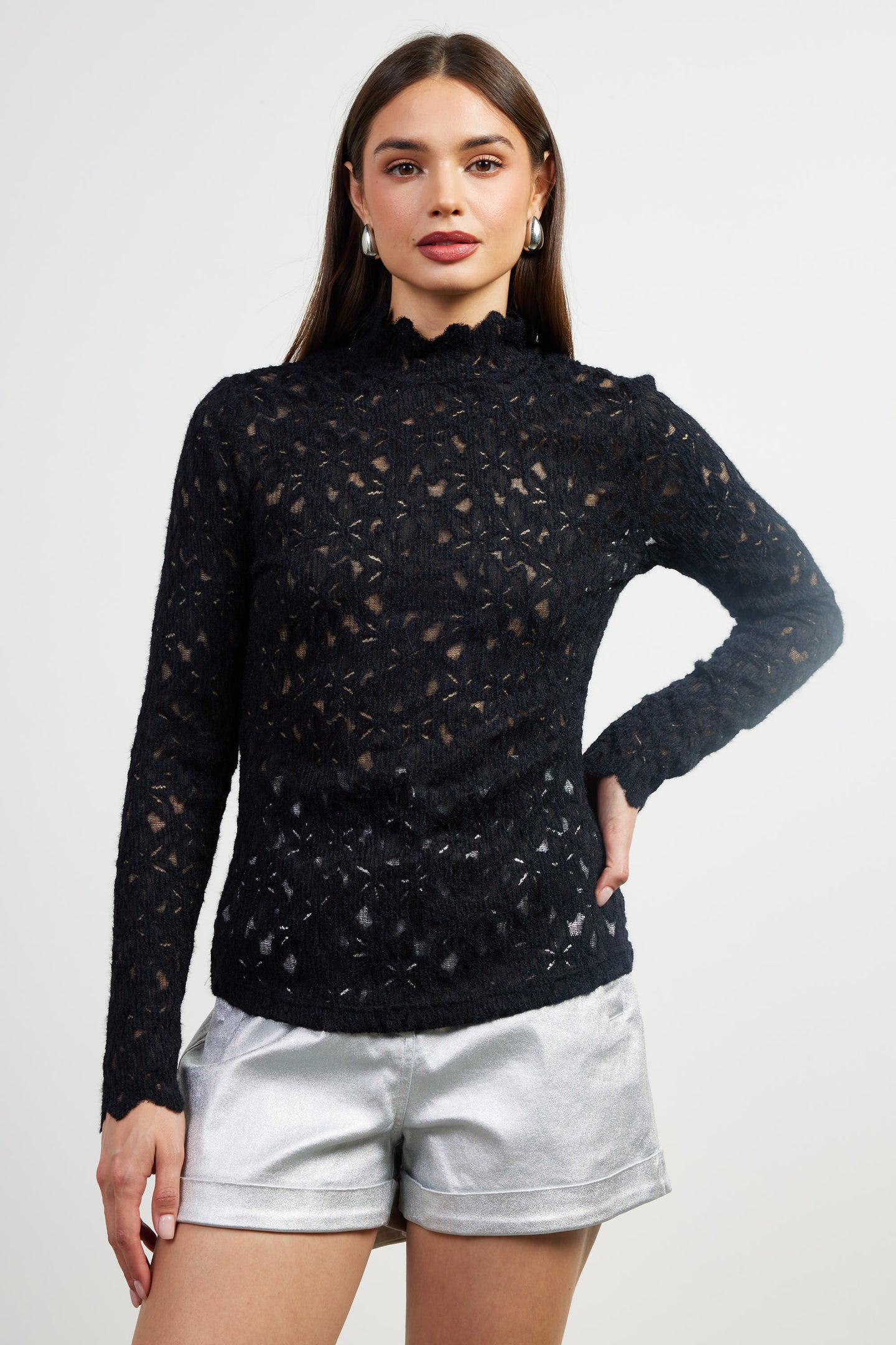 Lace Mock Neck Top