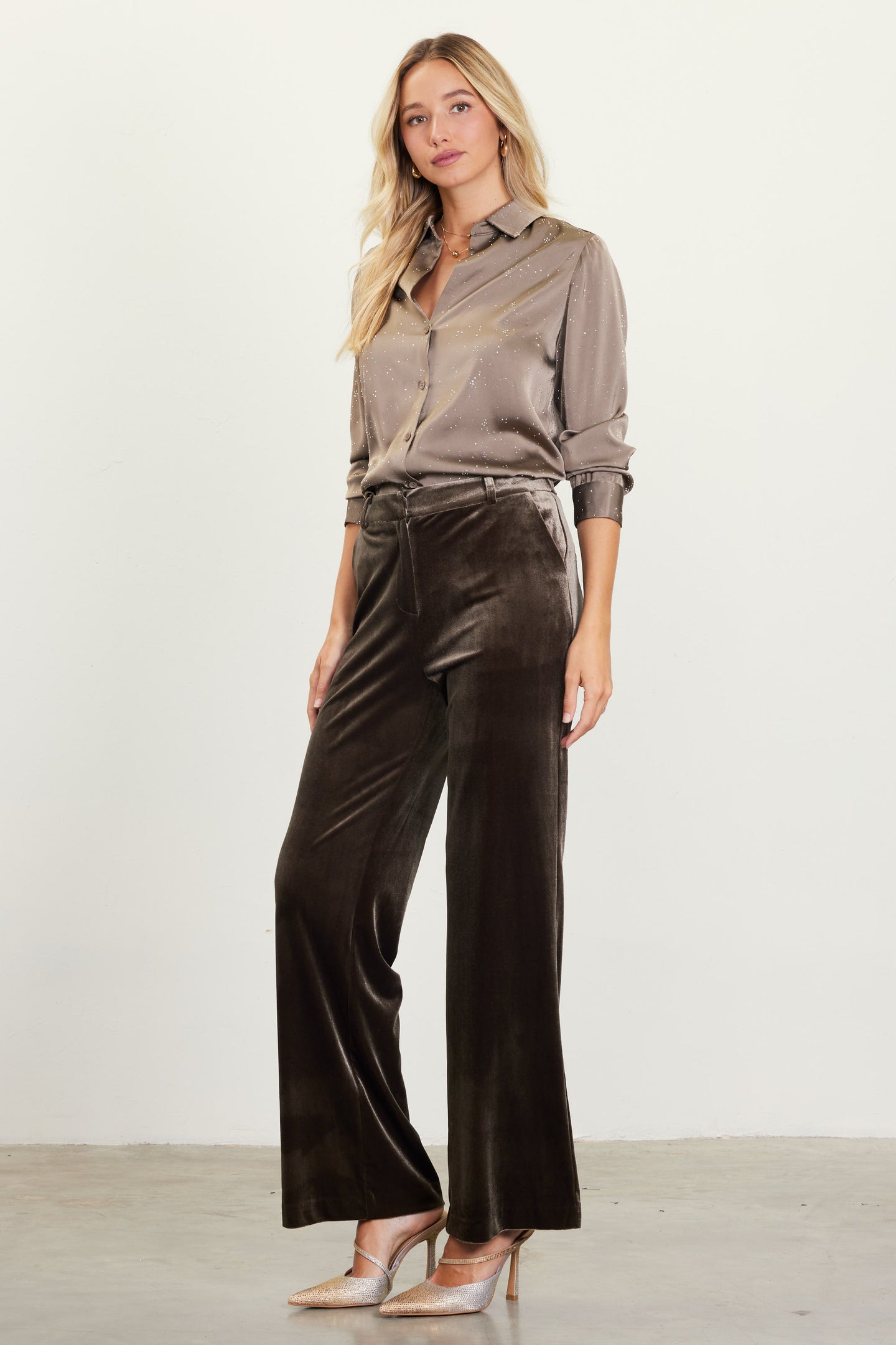 Velvet Wide Leg Pants