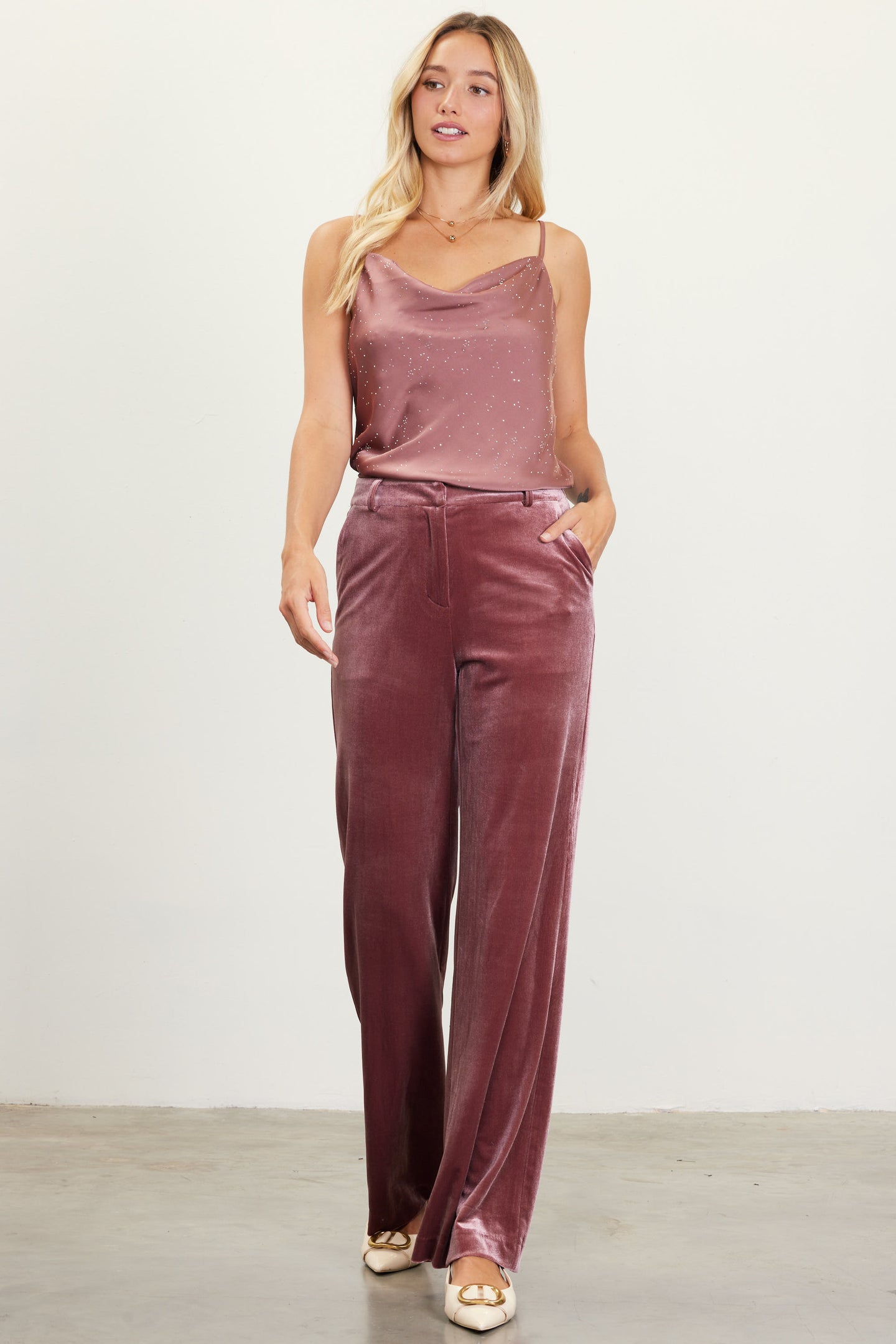 Velvet Wide Leg Pants