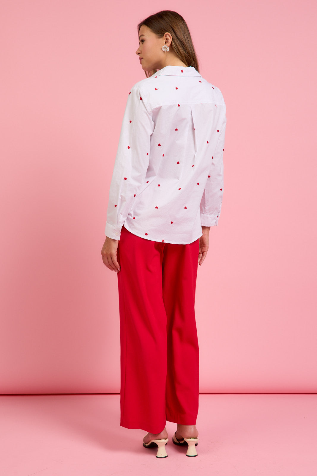 Heart Embroidered Poplin Shirt