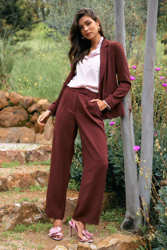 Pintuck Wide Leg Trousers