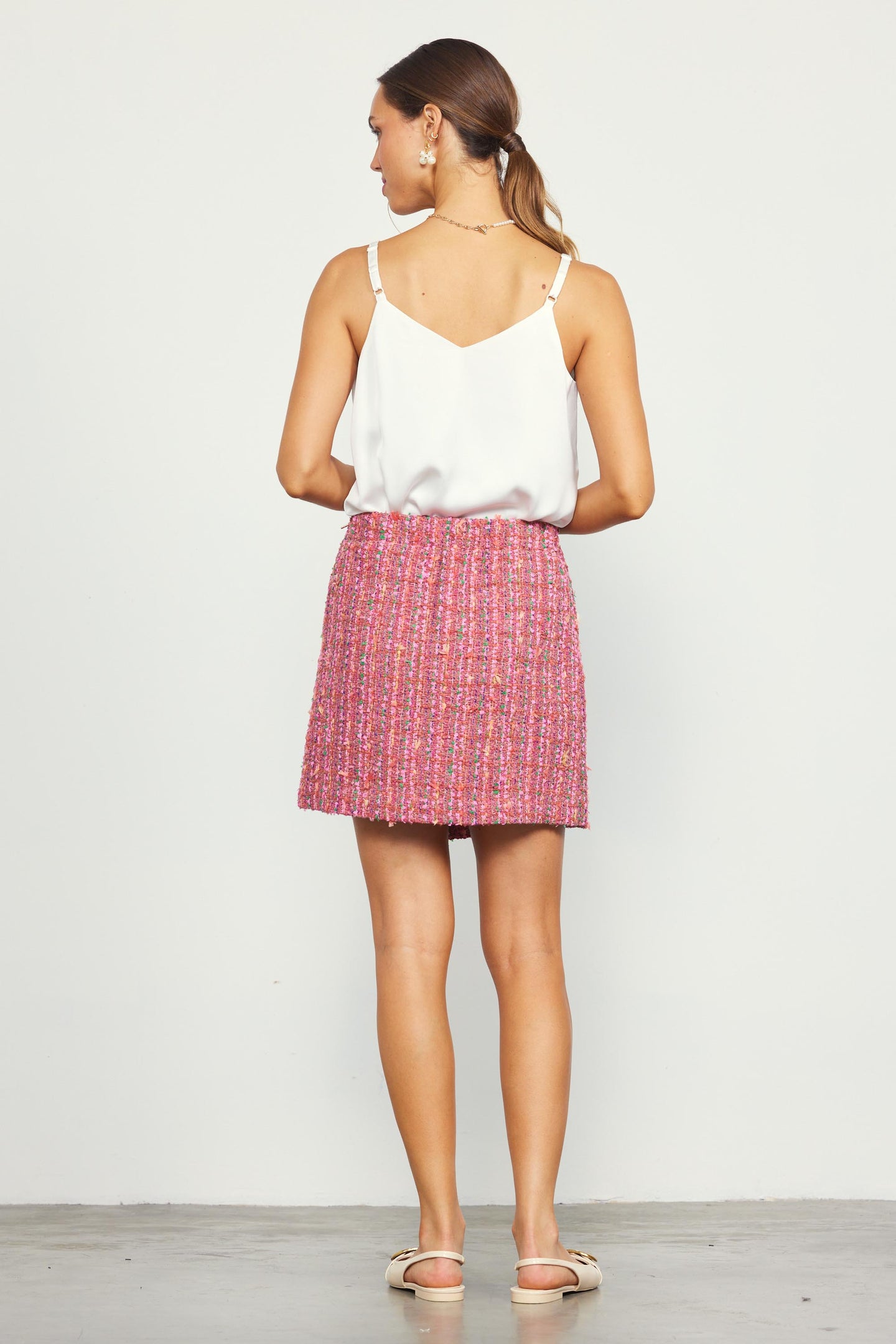 Tweed Wrap Mini Skirt