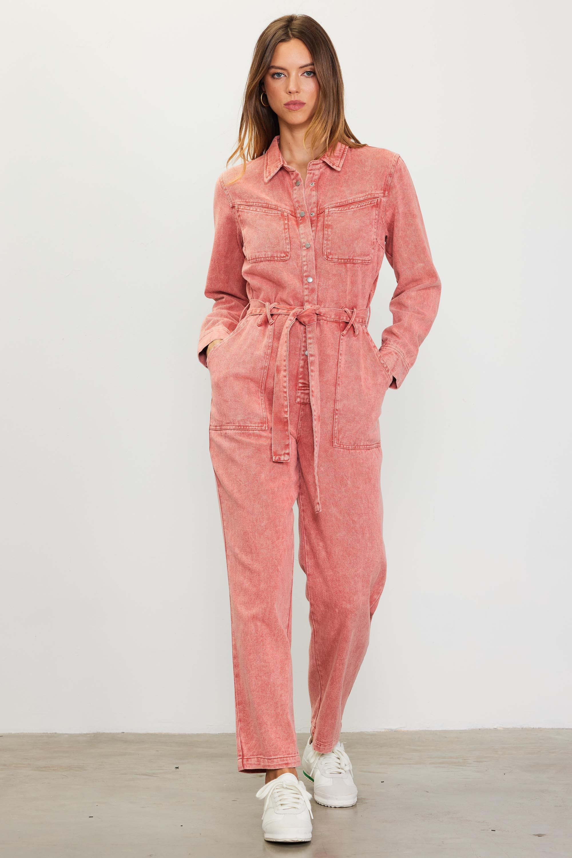 Skies Are Blue Falling Into Adventure Utility Jumpsuit - Rust X-Small