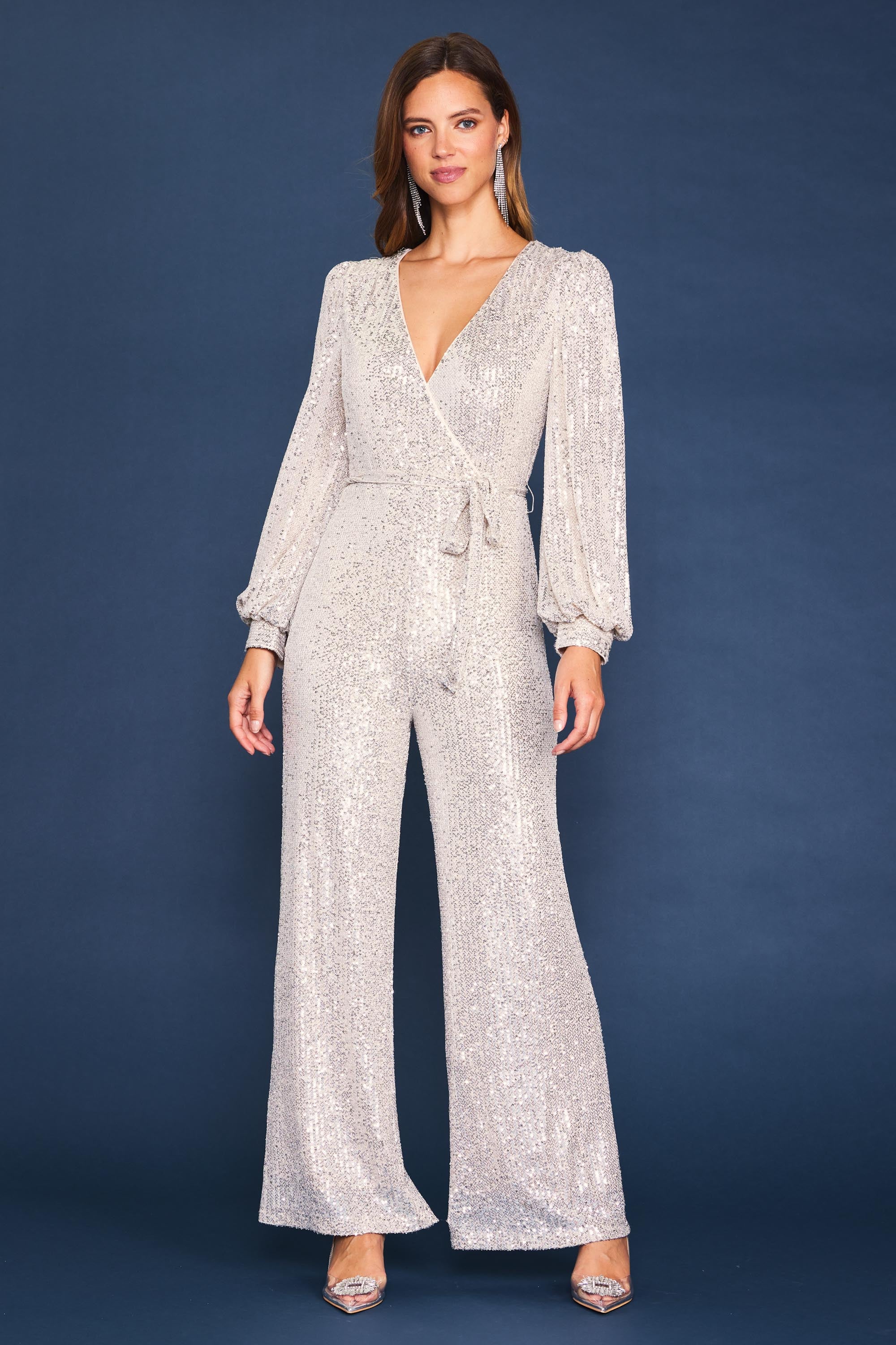 Sequin Wrap Jumpsuit – SKIES ARE BLUE