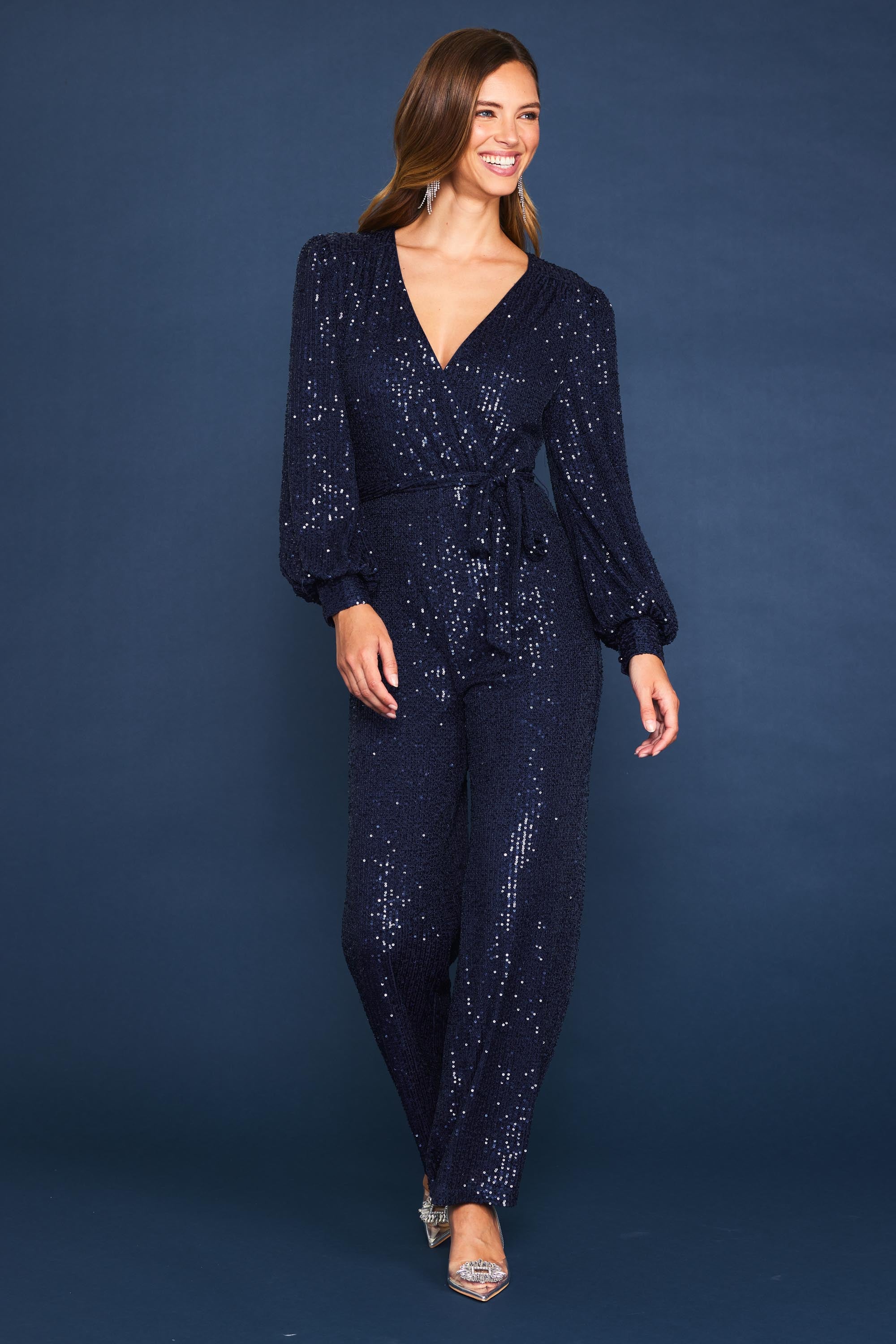 Navy store sequin jumpsuit