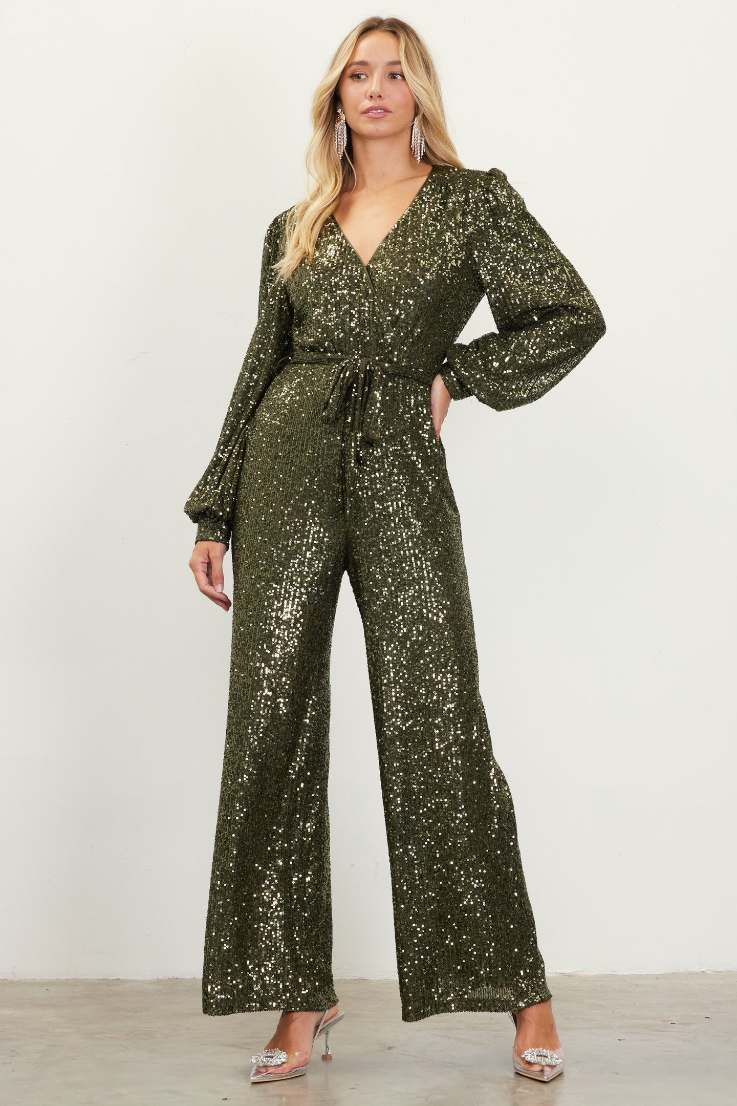 Sequin Wrap Jumpsuit