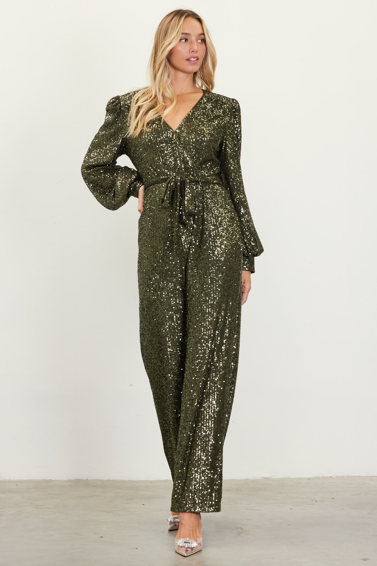 Sequin Wrap Jumpsuit