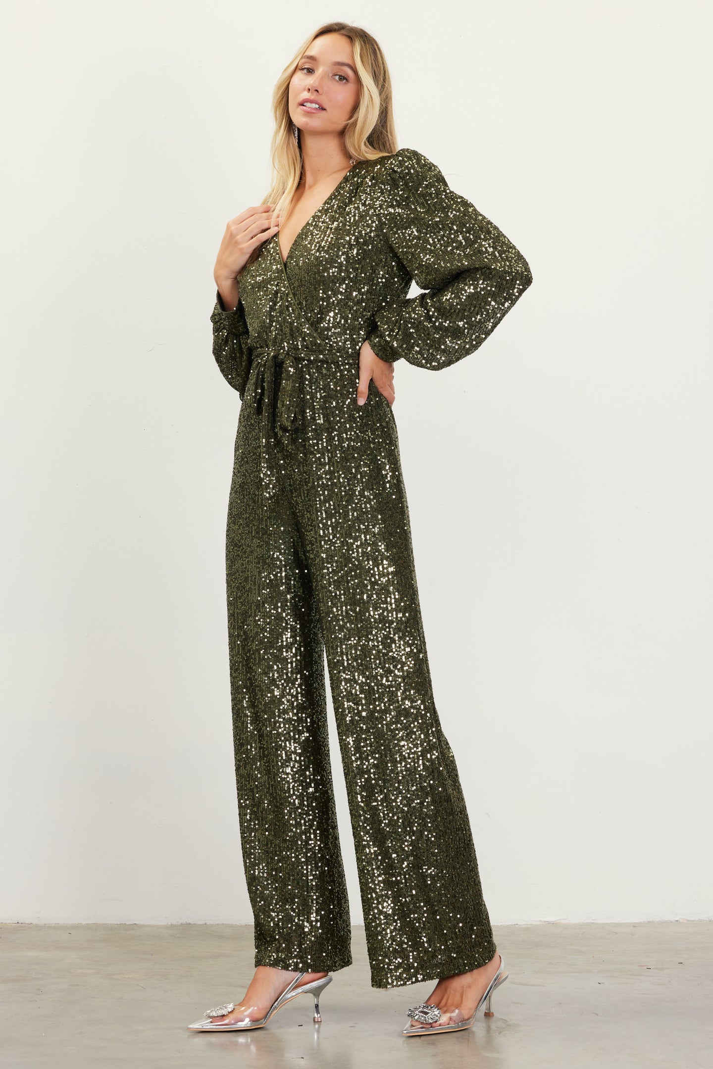 Sequin Wrap Jumpsuit