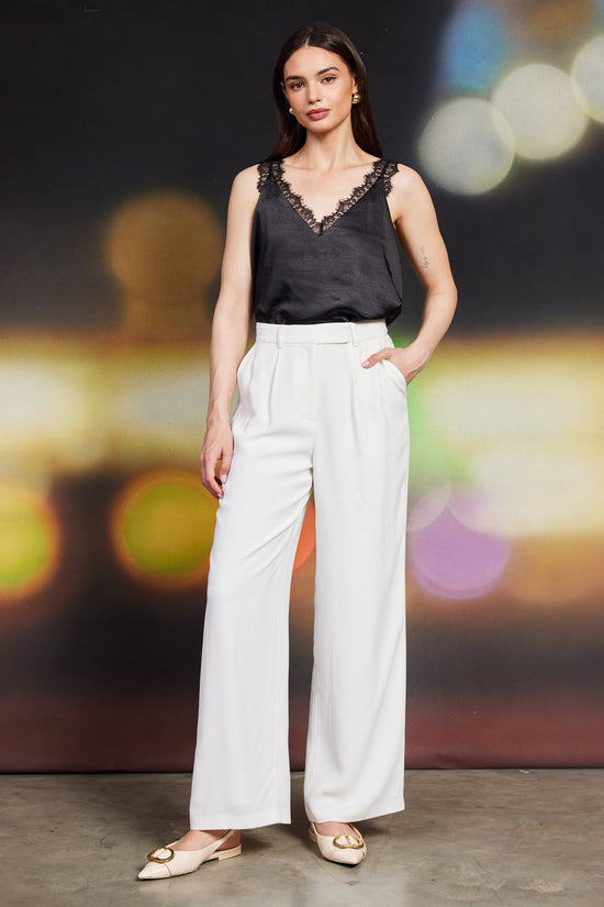 Pintuck Wide Leg Trousers