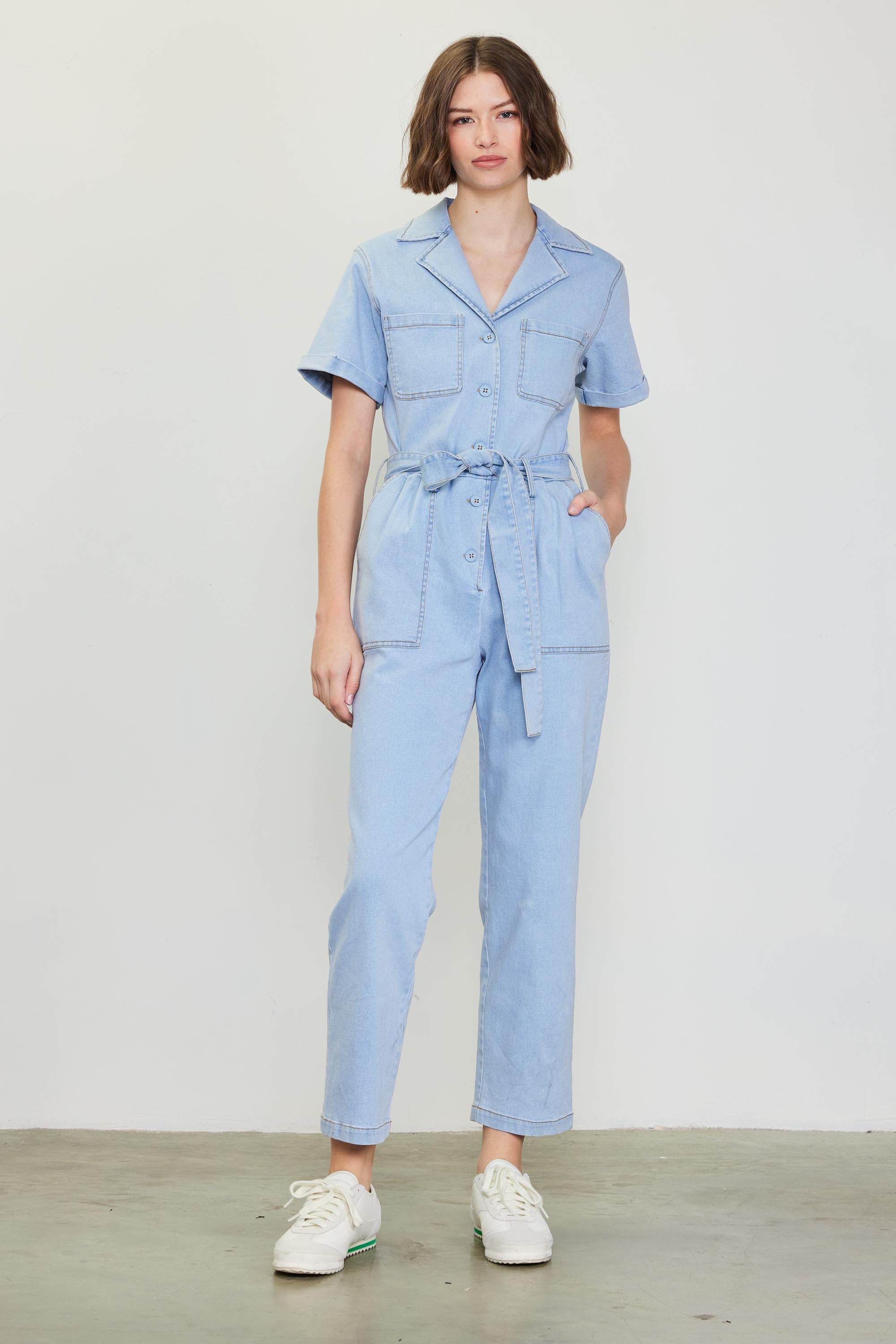 Chambray Washed Utility Jumpsuit