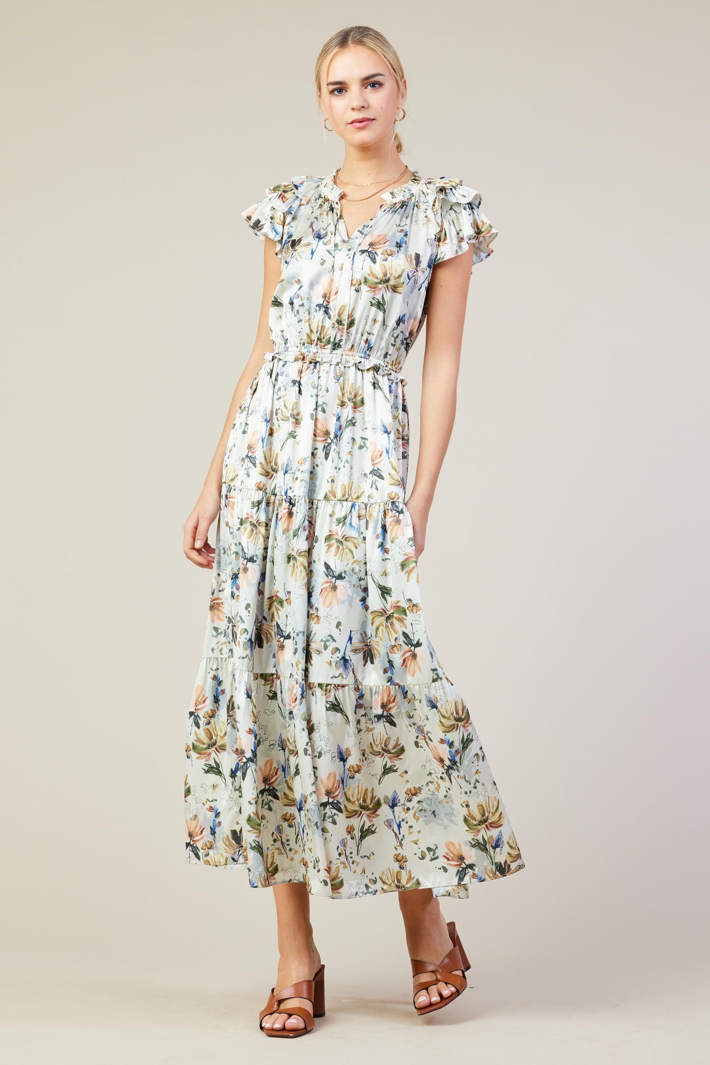 Amani Floral Print Sleeveless Maxi Dress