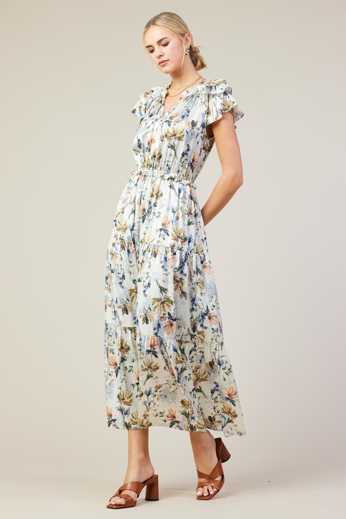 Amani Floral Print Sleeveless Maxi Dress