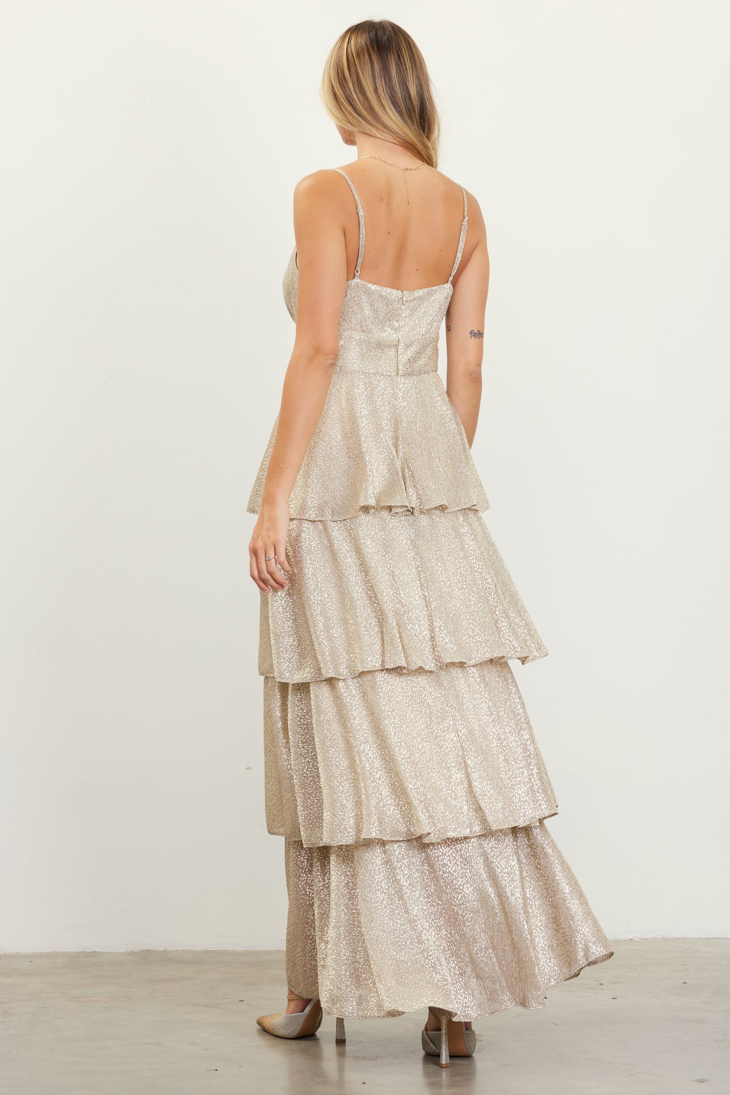 Lurex Tiered Maxi Dress