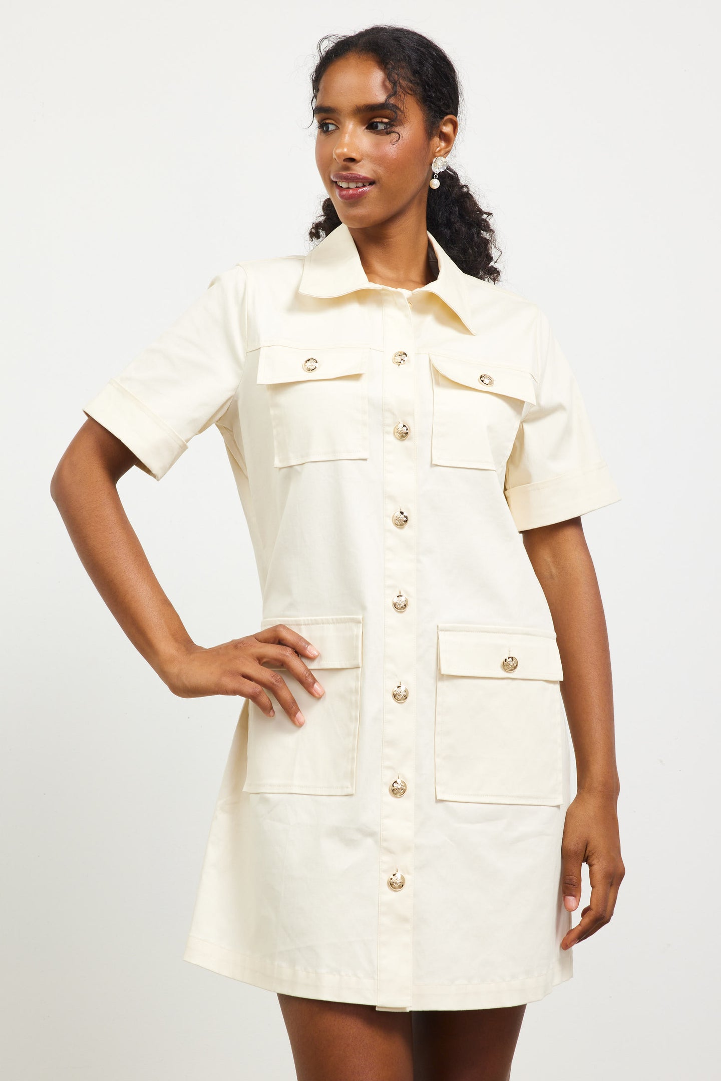 Nautical Detail Buttoned Shirt Dress