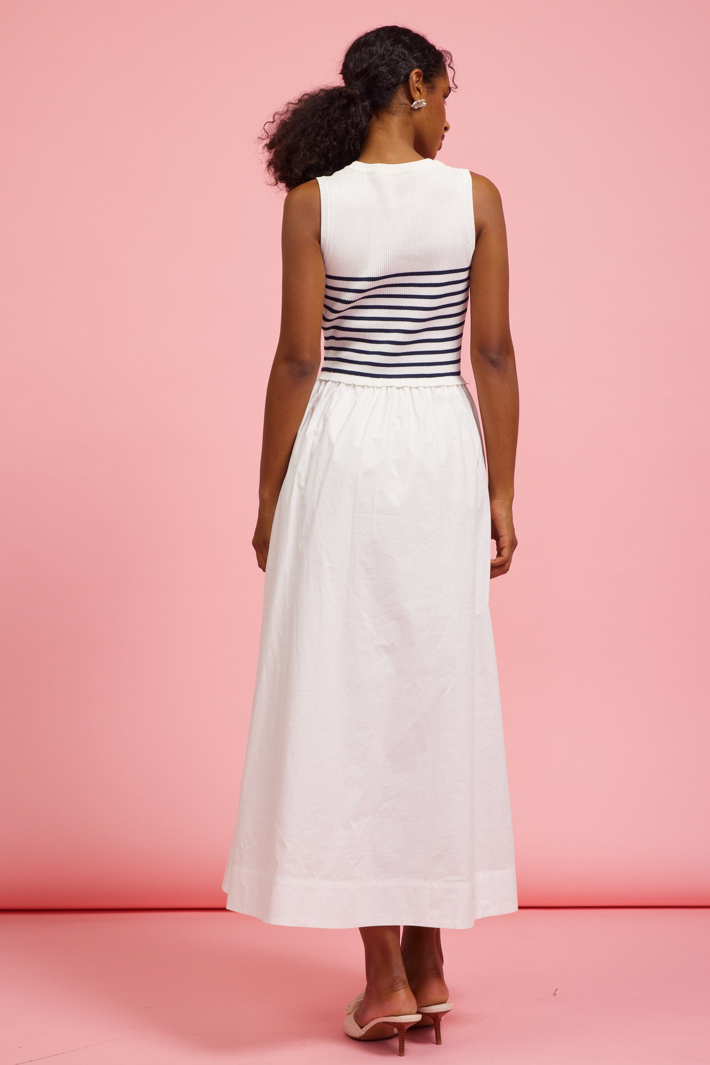 Mixed Media Nautical Midi Dress