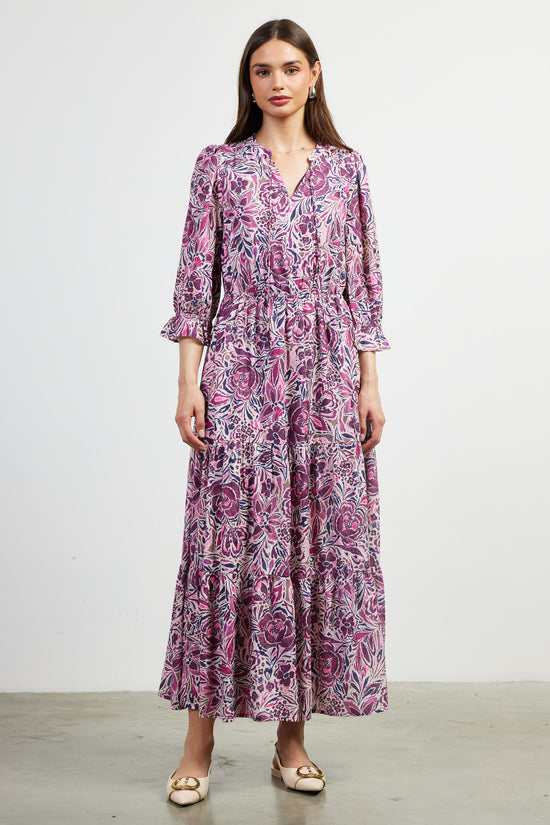 Jacquard Floral Motif Maxi Dress