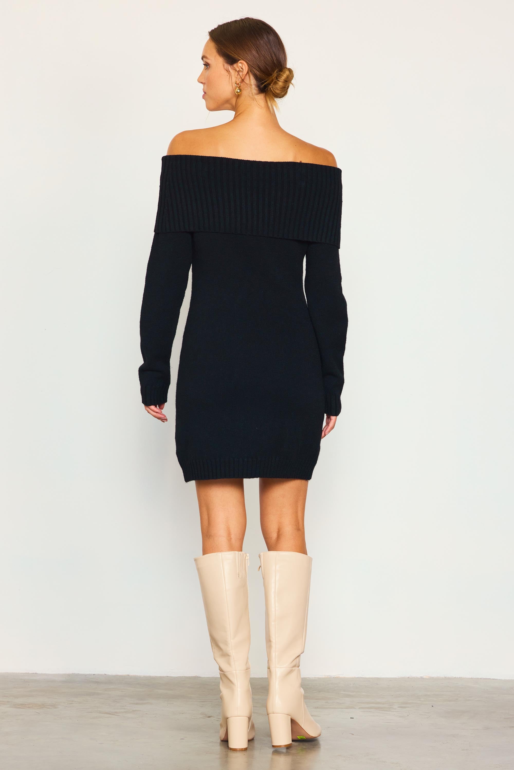 Off the shoulder long hotsell sweater dress