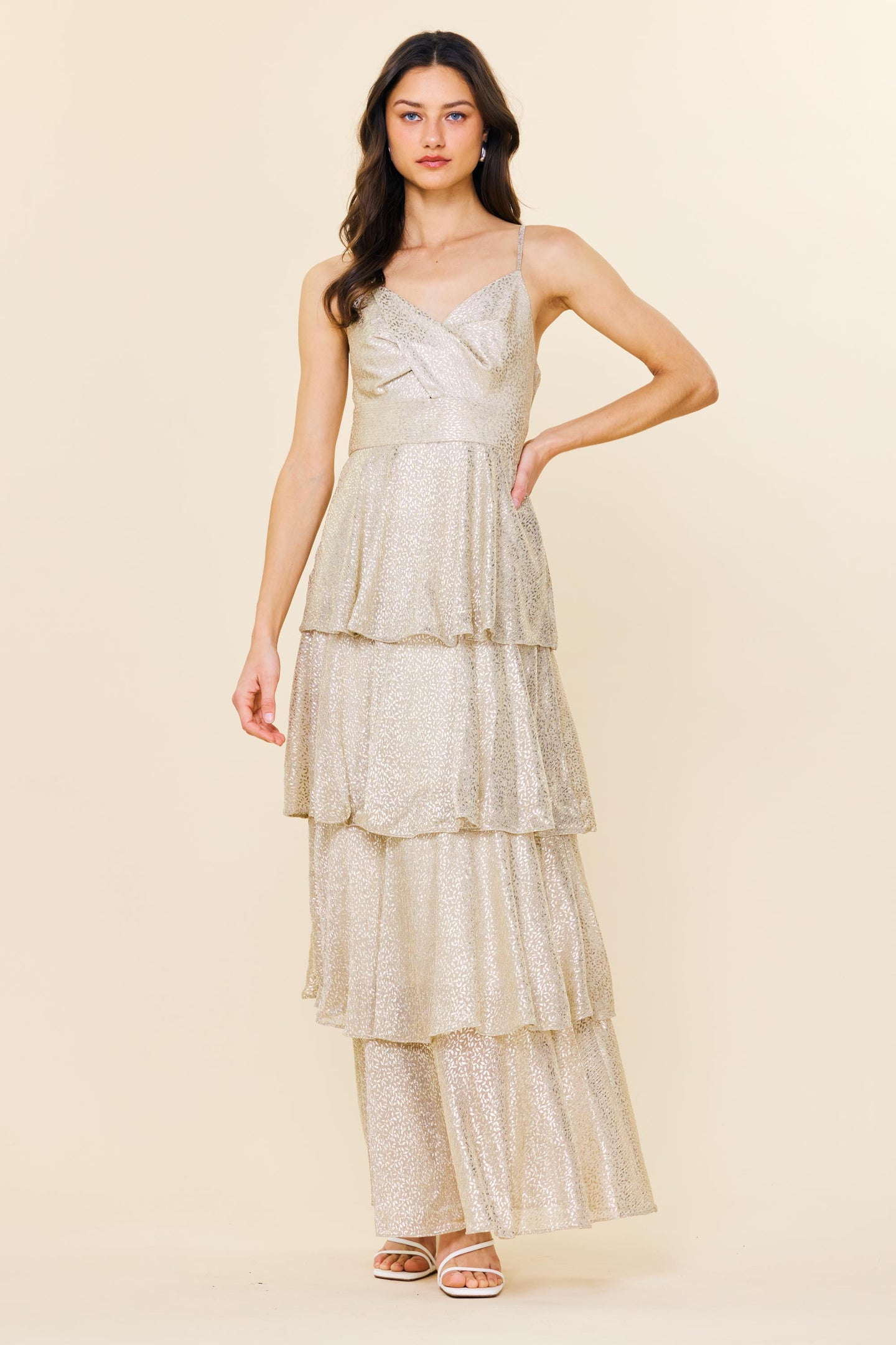 Lurex Tiered Maxi Dress