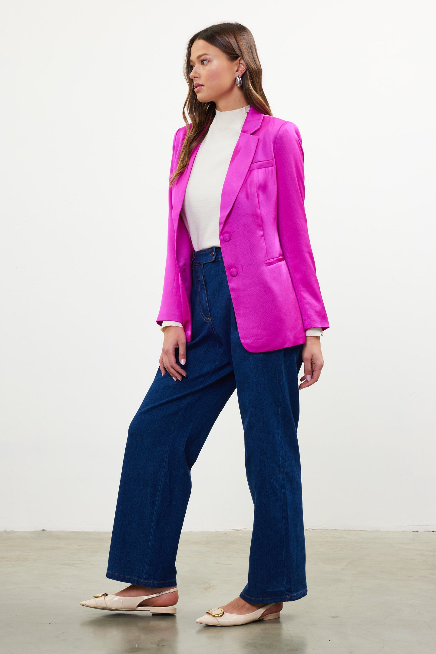 Neon Satin Welt Pocket Blazer