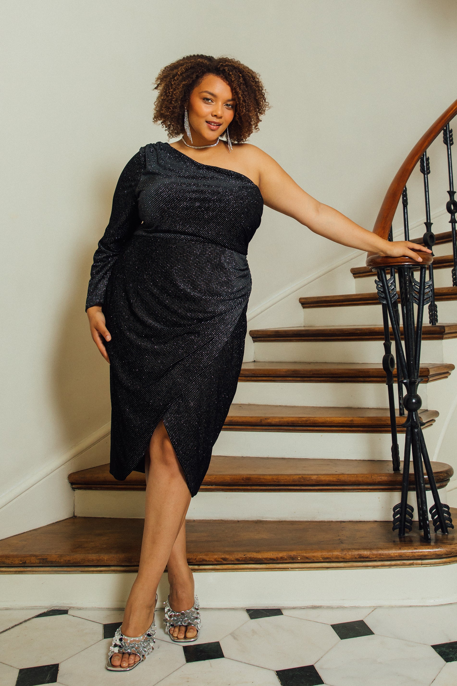 Plus size one shoulder dress sale