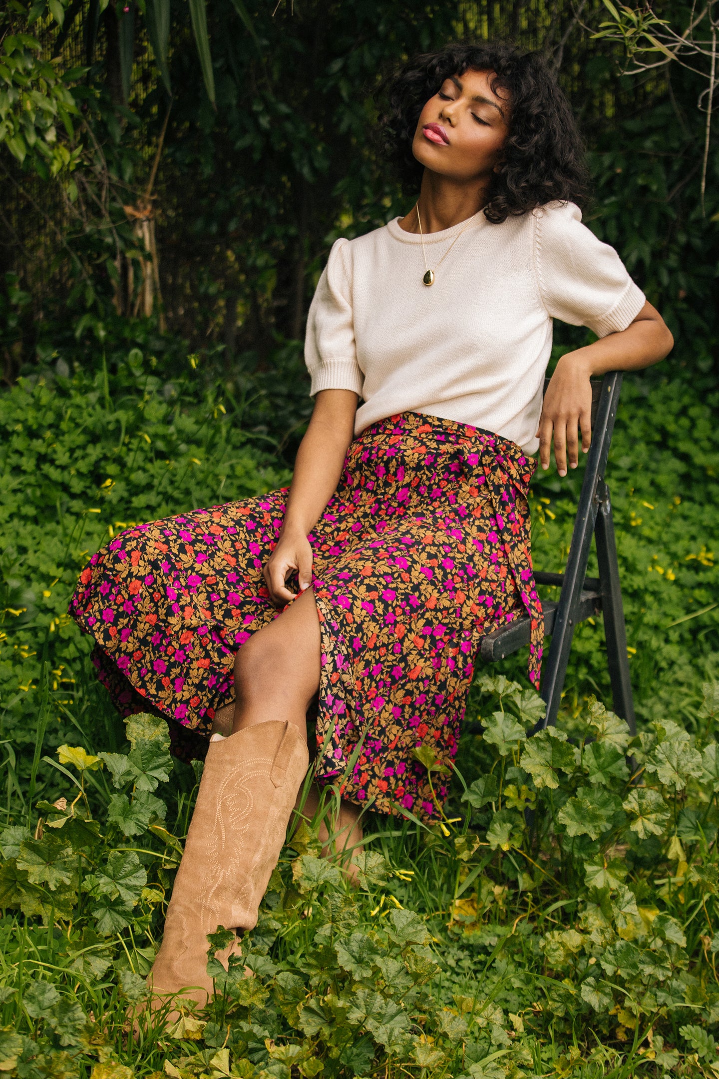 Daray Floral Print Midi Skirt