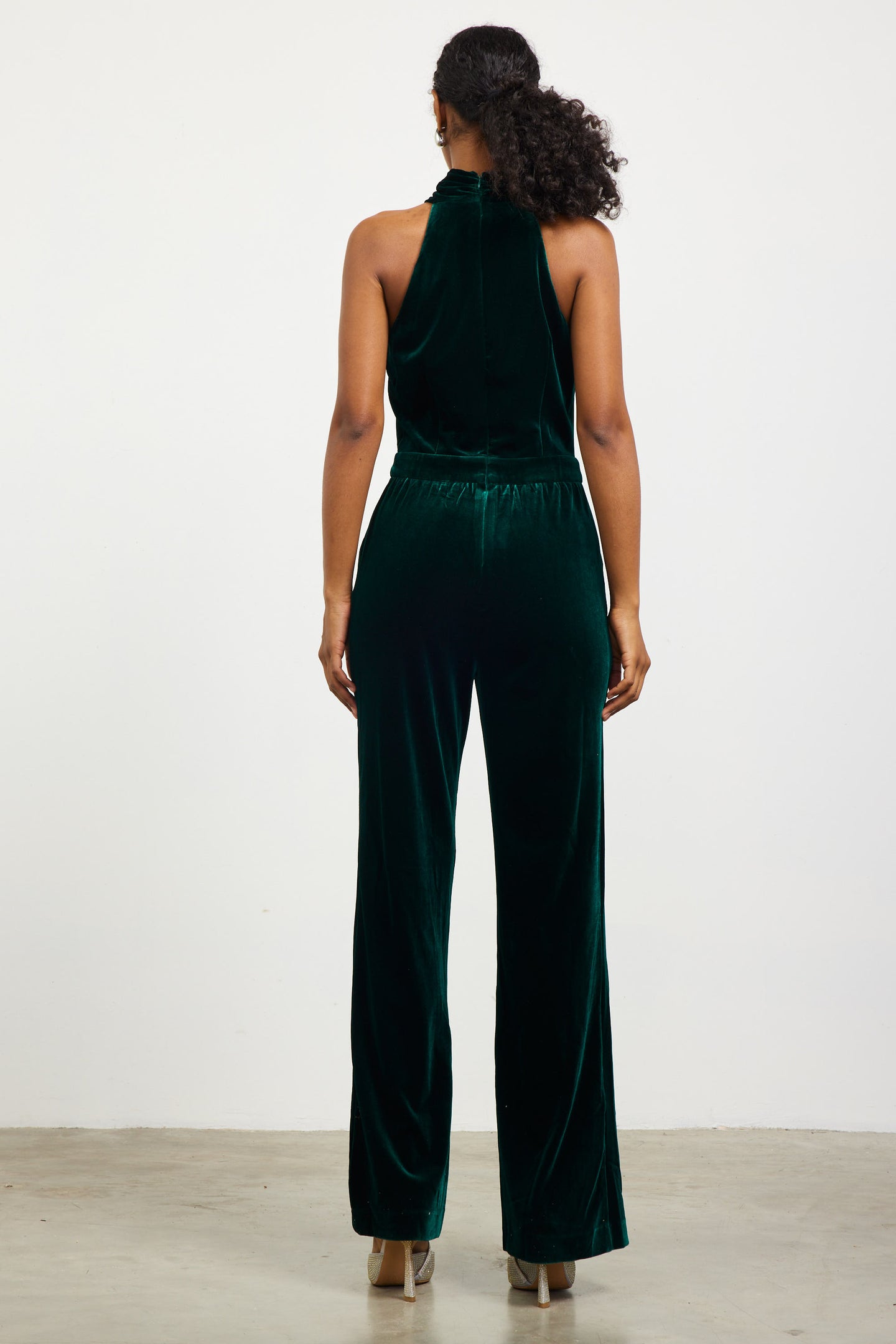 Velvet Halter Neck Jumpsuit